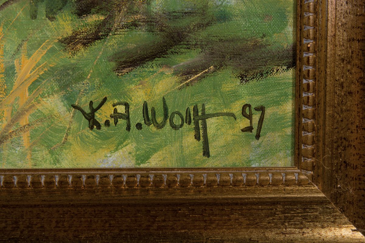 Detail a: Karl August Wolff, geb. 1938 Ludwigshafen am Rhein, Blick auf St. Martin, Öl/Lwd, rechts unten signiert und dat. 97, ca. 60x70cm, R. ca. 73x83cm