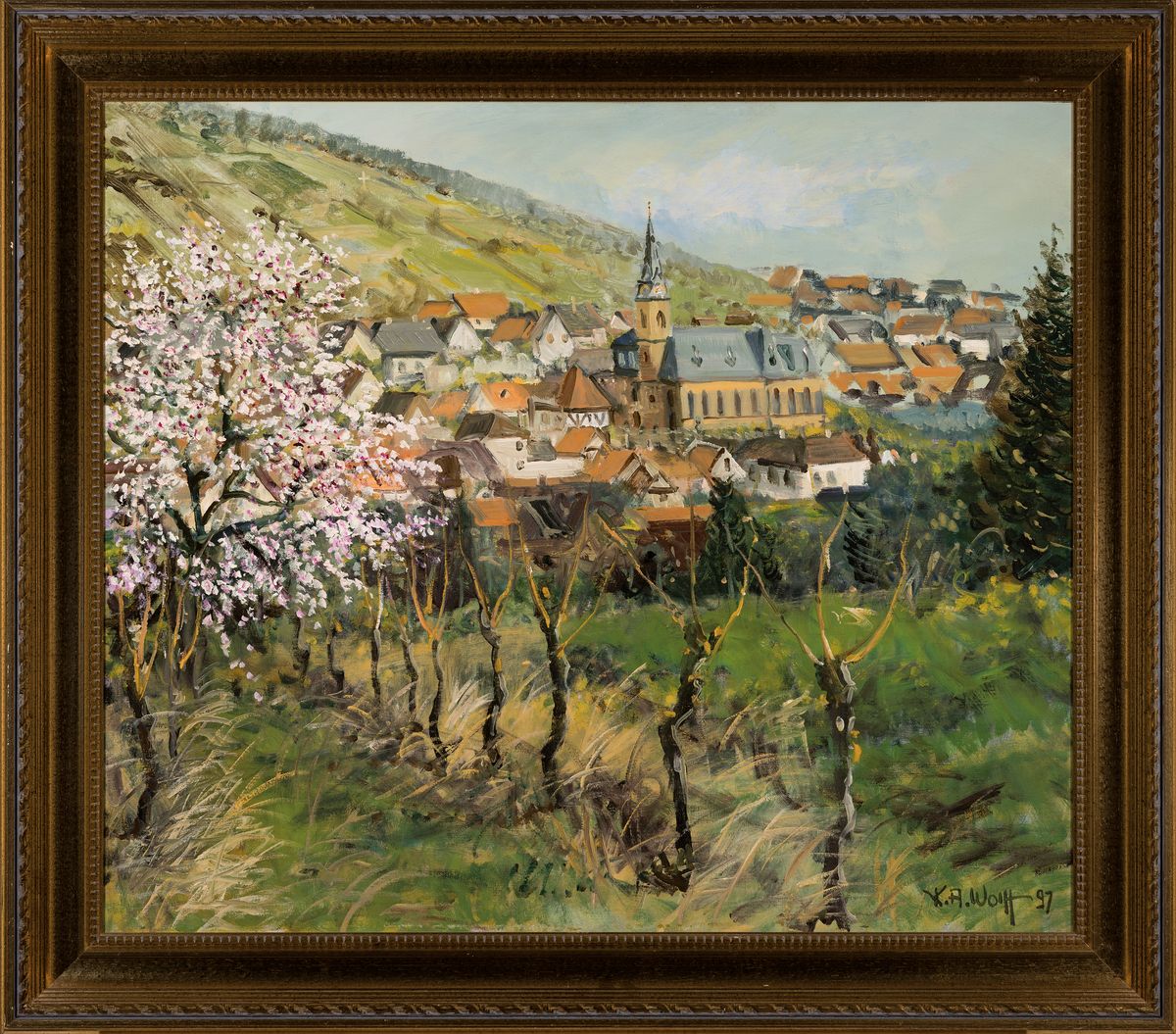 Detail k: Karl August Wolff, geb. 1938 Ludwigshafen am Rhein, Blick auf St. Martin, Öl/Lwd, rechts unten signiert und dat. 97, ca. 60x70cm, R. ca. 73x83cm