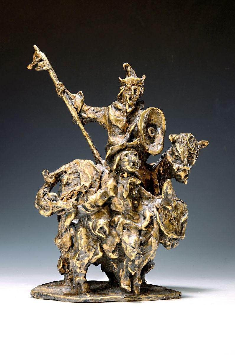 Georg Günther Zeuner, 1923 Dresden-2011 Speyer, Don Quichotte und Sancho Pansa, Bronzeskulptur, signiert und dat. 76, H. ca. 34cm