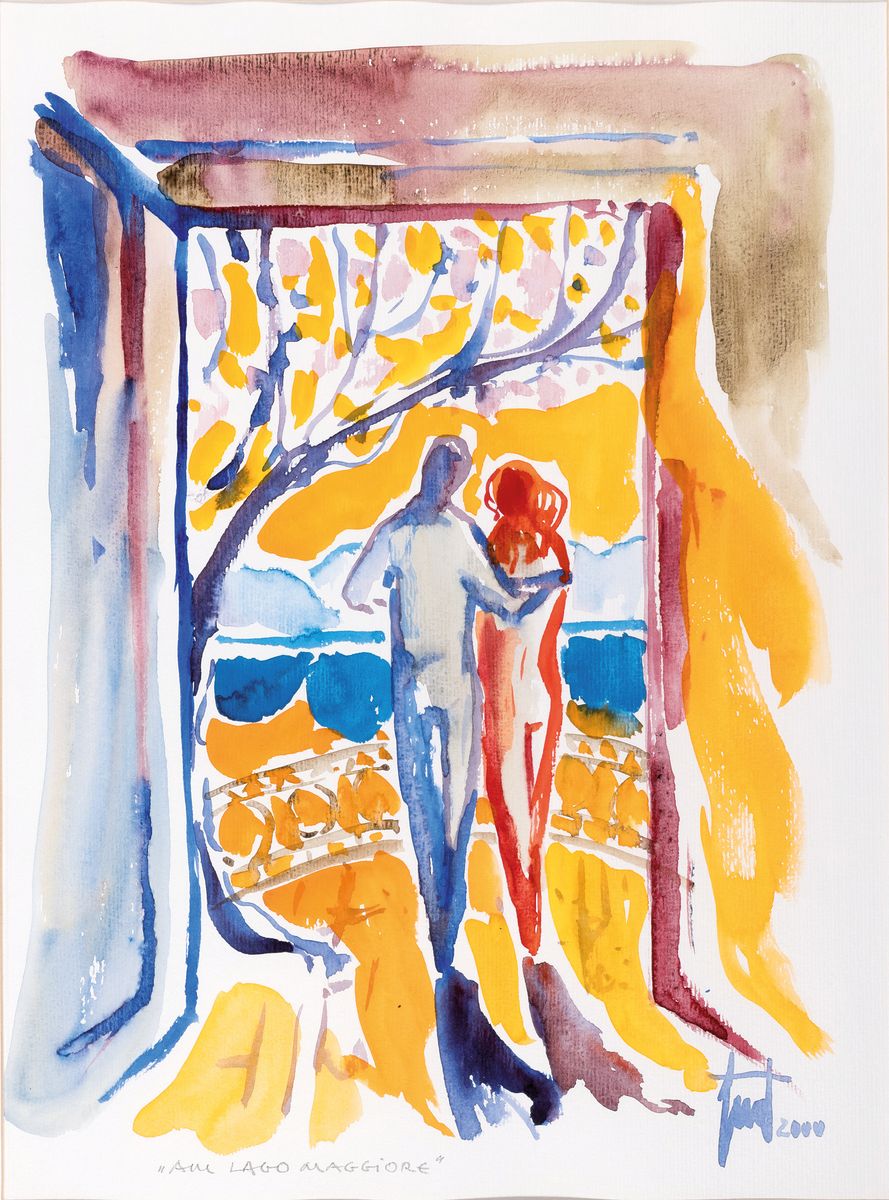 Detail a: Georg Günther Zeuner, 1923 Dresden-2011 Speyer, 2 Gouachen auf Papier: Die Insel, sign. und dat. 2000, ca. 44x32cm, PP, u.Gl., R. ca. 60x50cm; Am ...