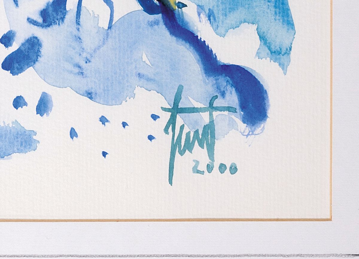 Detail b: Georg Günther Zeuner, 1923 Dresden-2011 Speyer, 2 Gouachen auf Papier: Die Insel, sign. und dat. 2000, ca. 44x32cm, PP, u.Gl., R. ca. 60x50cm; Am ...