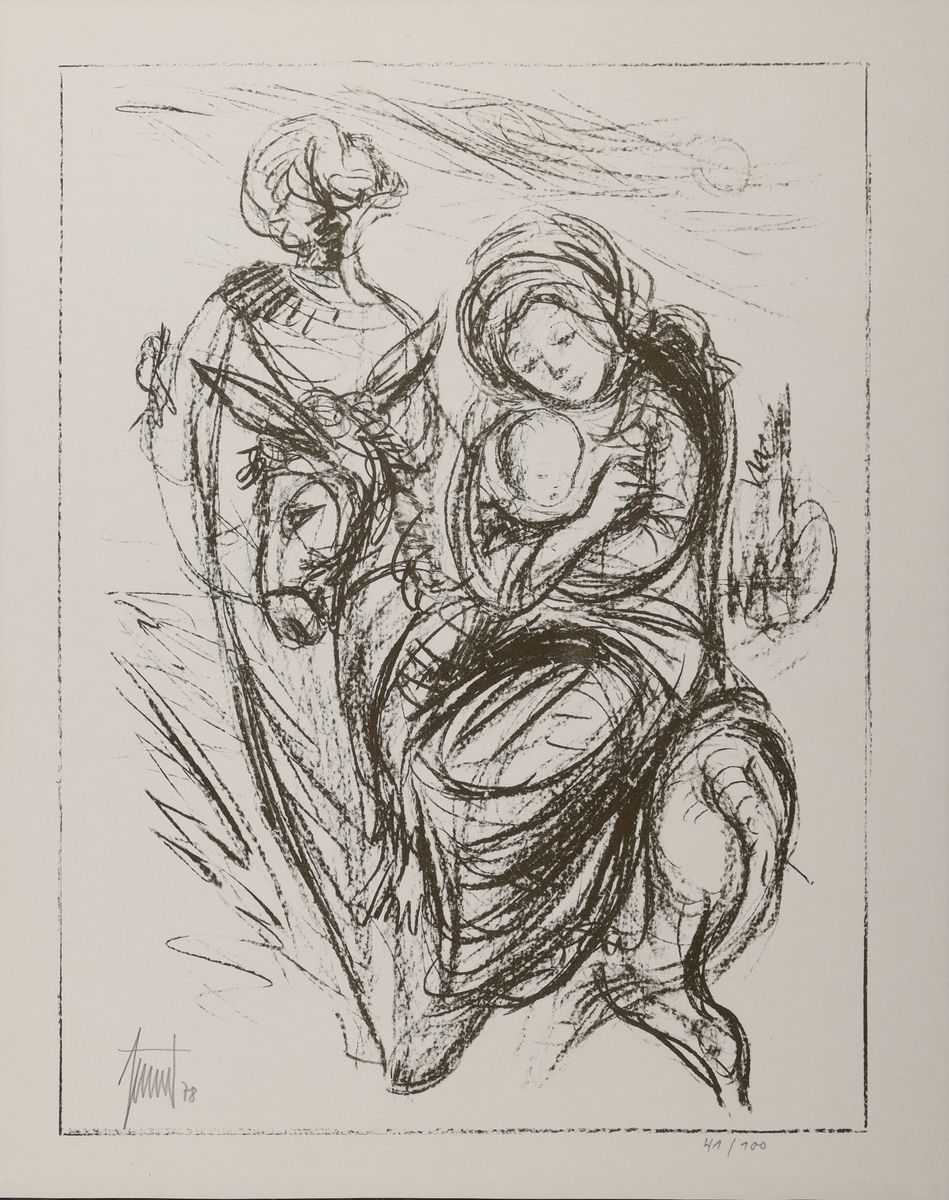 Detail a: Georg Günther Zeuner, 1923 Dresden-2011 Speyer, Konvolut aus 4 Grafiken: Die Hl. Familie, num. 26/100, von 1978, ca. 40x30cm, u.Gl., R. ca. 50x40cm; ...
