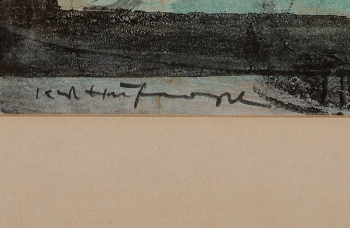 Detail b: Karl Hufnagel, 1906 Harthausen-1995 Speyer, Konvolut aus 2 Aquarellen, 1x Drondheim, betitelt und dat. 12.07.42, sign., ca. 33x47cm, PP, u.Gl., R. ...
