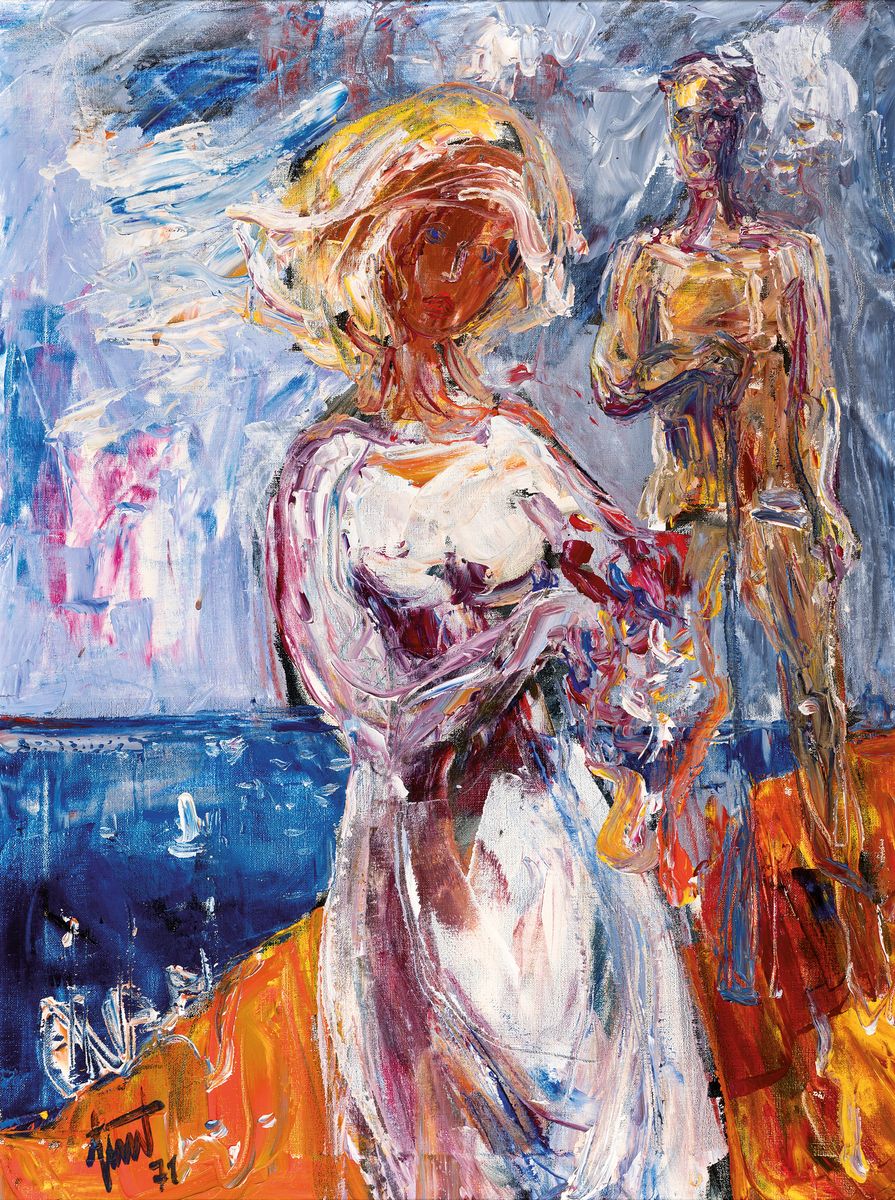 Georg Günther Zeuner, 1923 Dresden-2011 Speyer, Hallo Mädchen, rückseitig so betitelt, Acryl auf Lwd, sign. und dat. 71, ca. 80x60cm, R. ca. ...