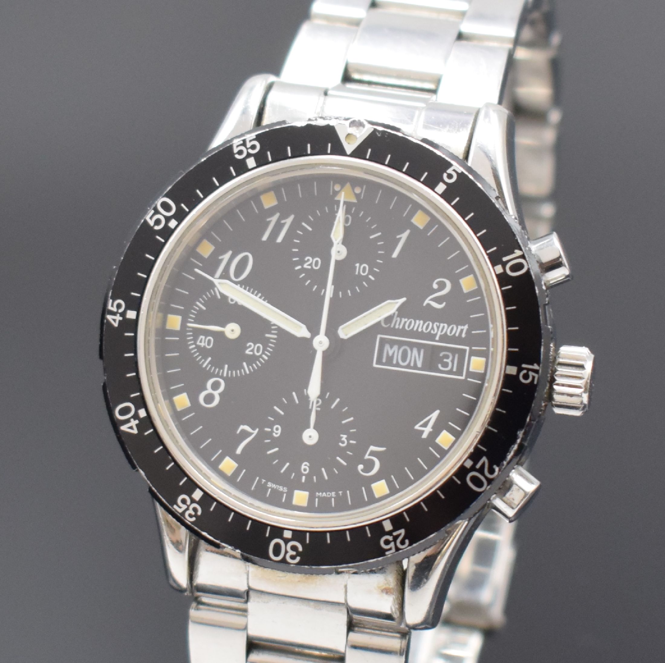 Detail a: CHRONOSPORT Armbandchronograph Referenz 20.5- 02, Automatik, beids. verg. Edelstahlgeh. inkl. neutr. Gliederband m. Faltschl., Boden und Krone ...