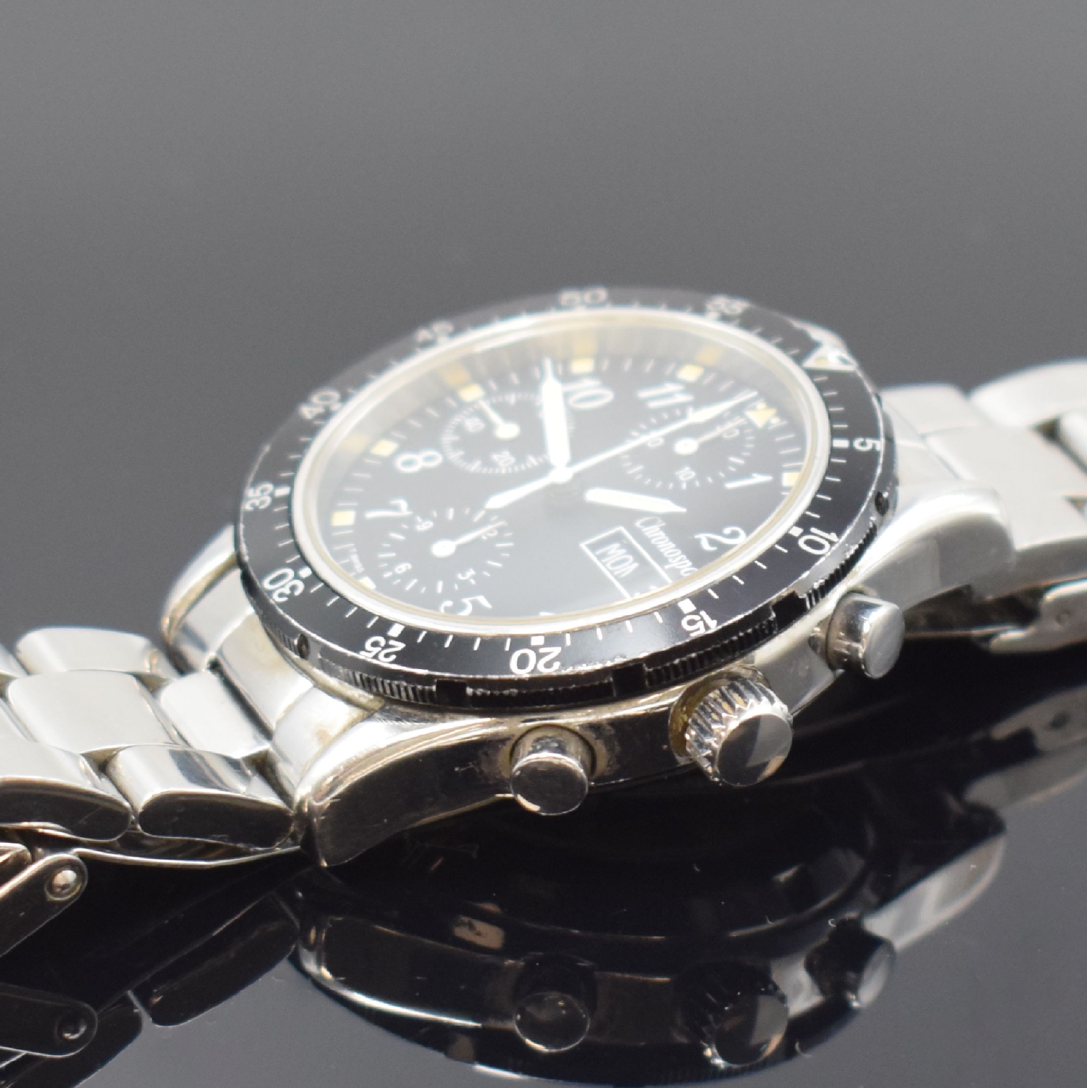 Detail c: CHRONOSPORT Armbandchronograph Referenz 20.5- 02, Automatik, beids. verg. Edelstahlgeh. inkl. neutr. Gliederband m. Faltschl., Boden und Krone ...