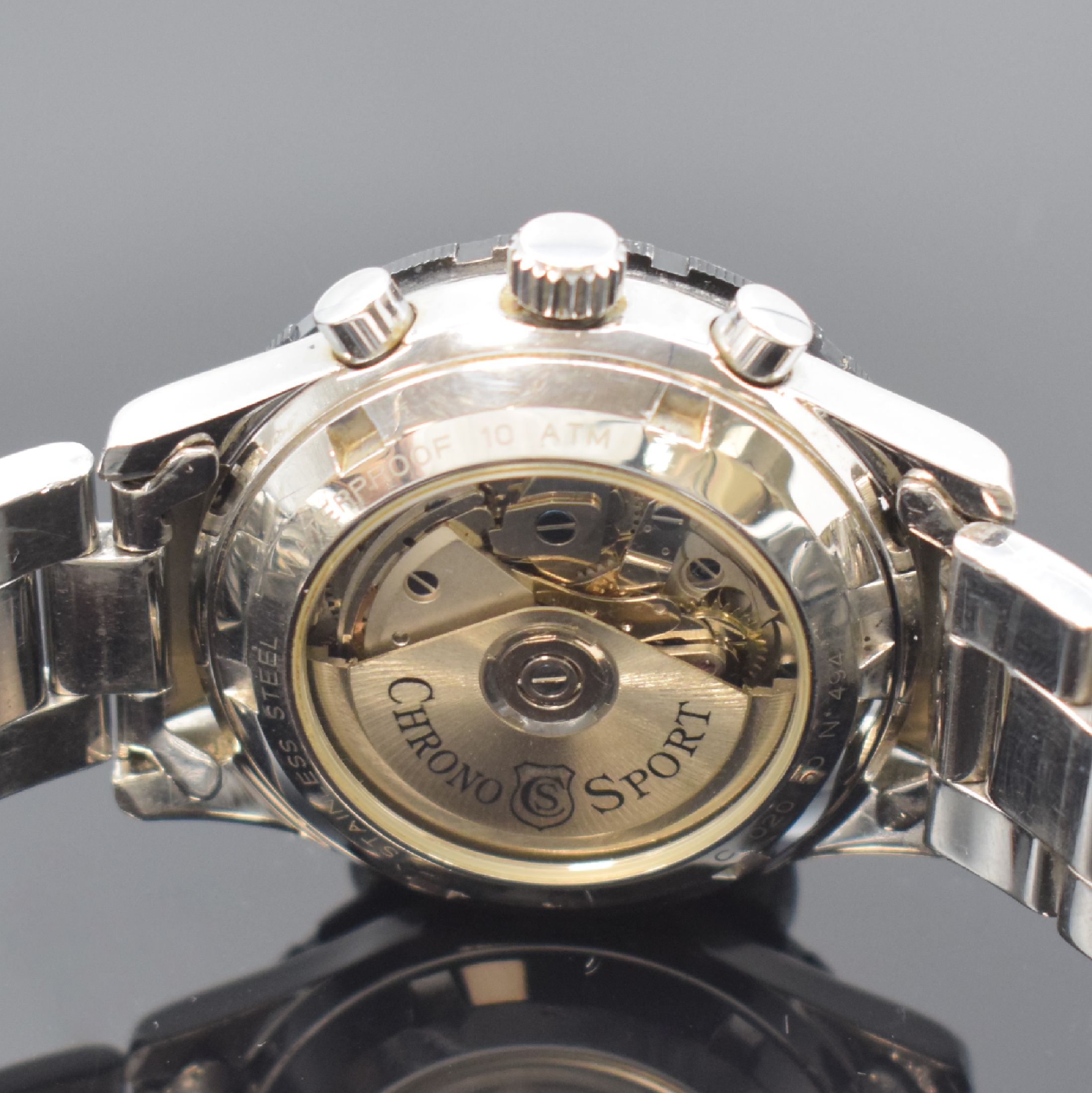 Detail d: CHRONOSPORT Armbandchronograph Referenz 20.5- 02, Automatik, beids. verg. Edelstahlgeh. inkl. neutr. Gliederband m. Faltschl., Boden und Krone ...