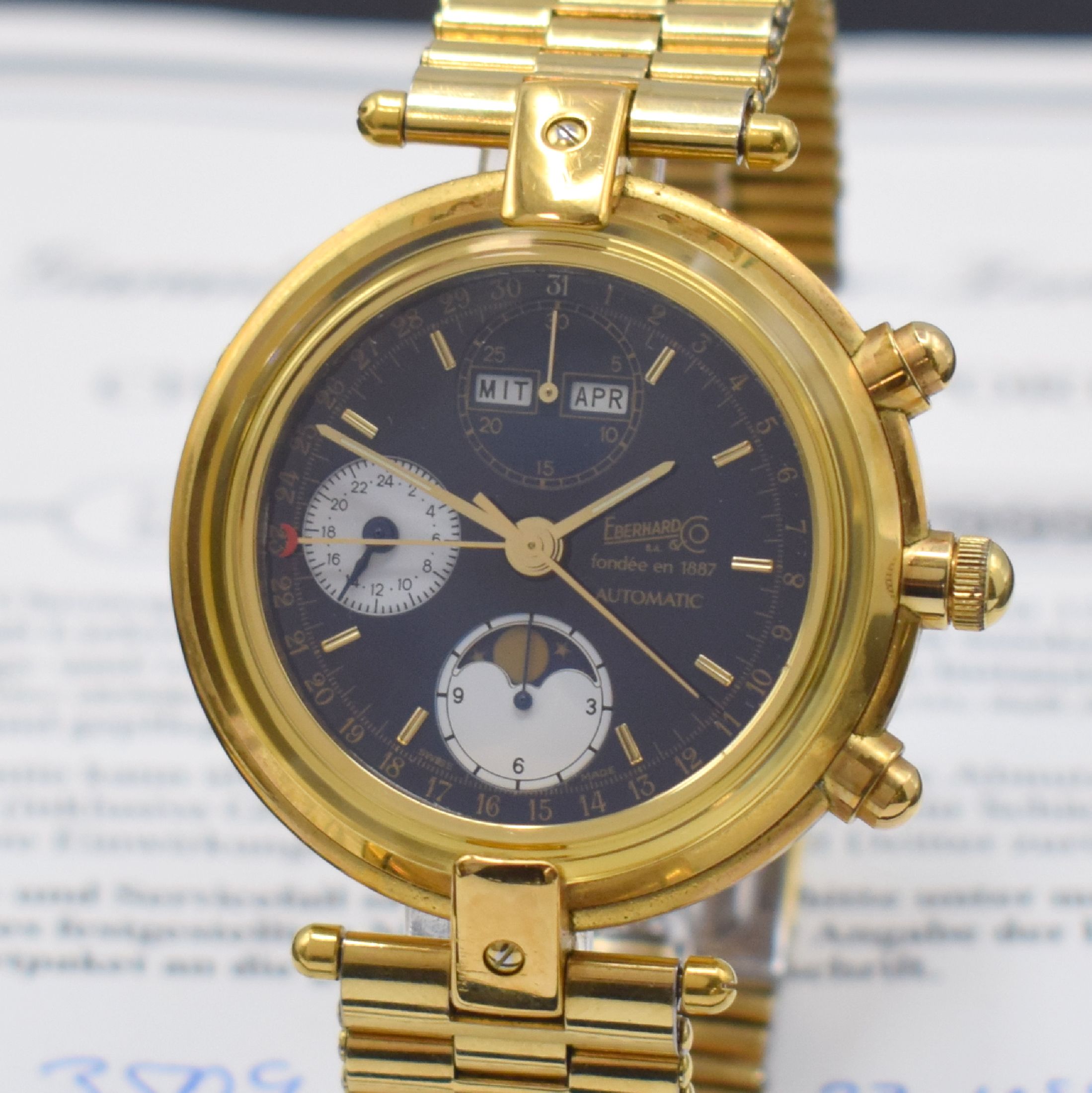 Detail a: EBERHARD & CO auf 999 Stück limitierter Armbandchronograph Edition Hommage A. L. Perrelet, Automatik, verg. Geh. inkl. Gliederband m. Faltschl., ...