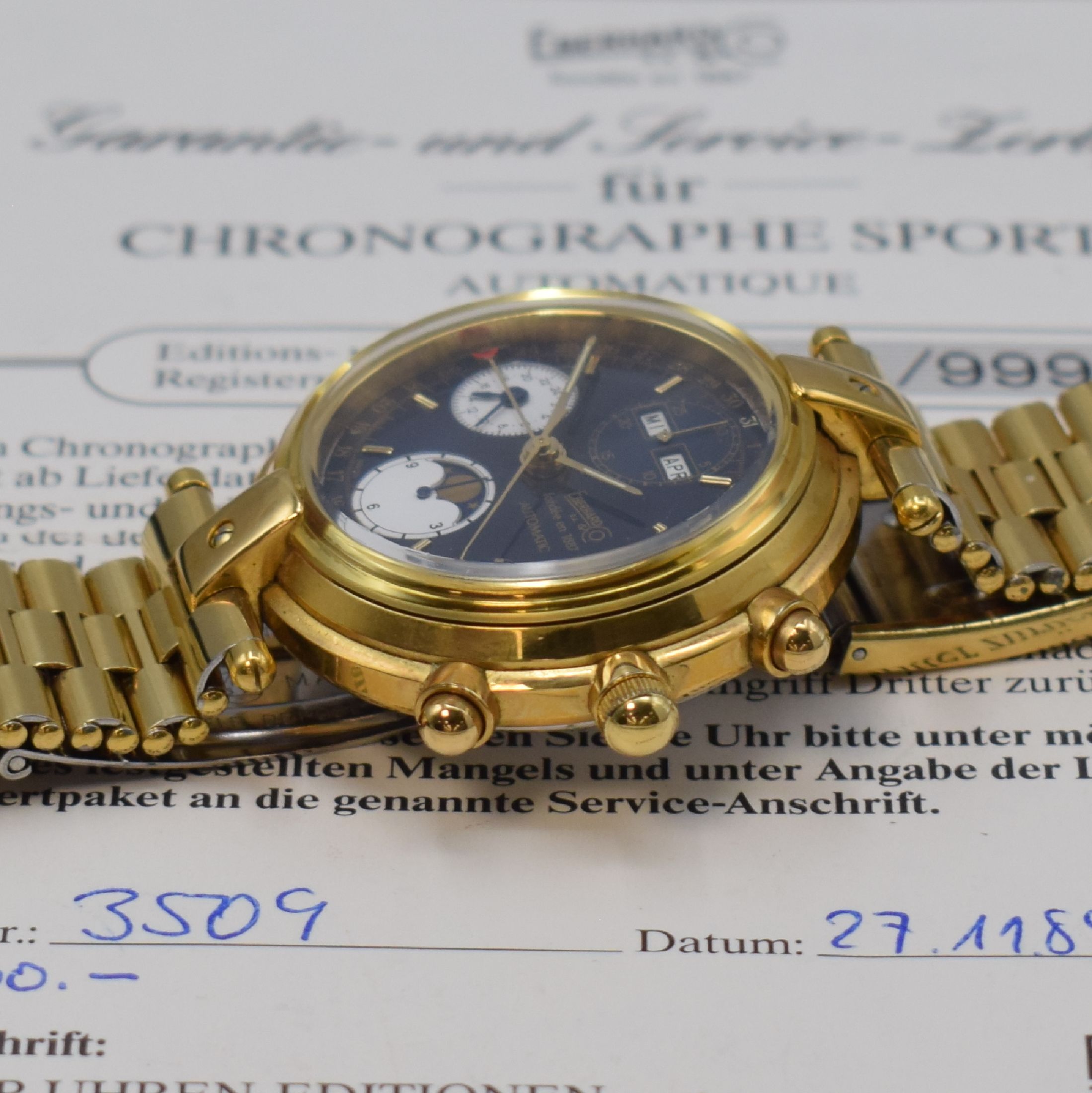 Detail c: EBERHARD & CO auf 999 Stück limitierter Armbandchronograph Edition Hommage A. L. Perrelet, Automatik, verg. Geh. inkl. Gliederband m. Faltschl., ...