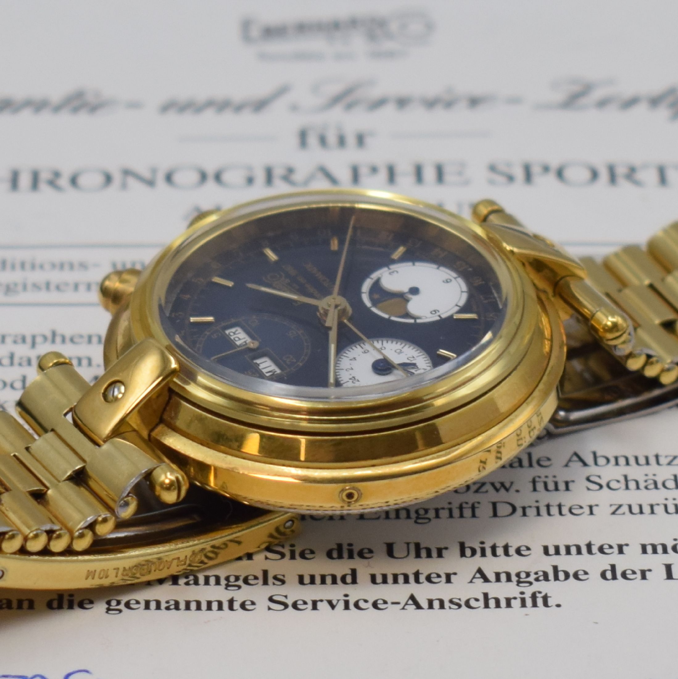 Detail d: EBERHARD & CO auf 999 Stück limitierter Armbandchronograph Edition Hommage A. L. Perrelet, Automatik, verg. Geh. inkl. Gliederband m. Faltschl., ...