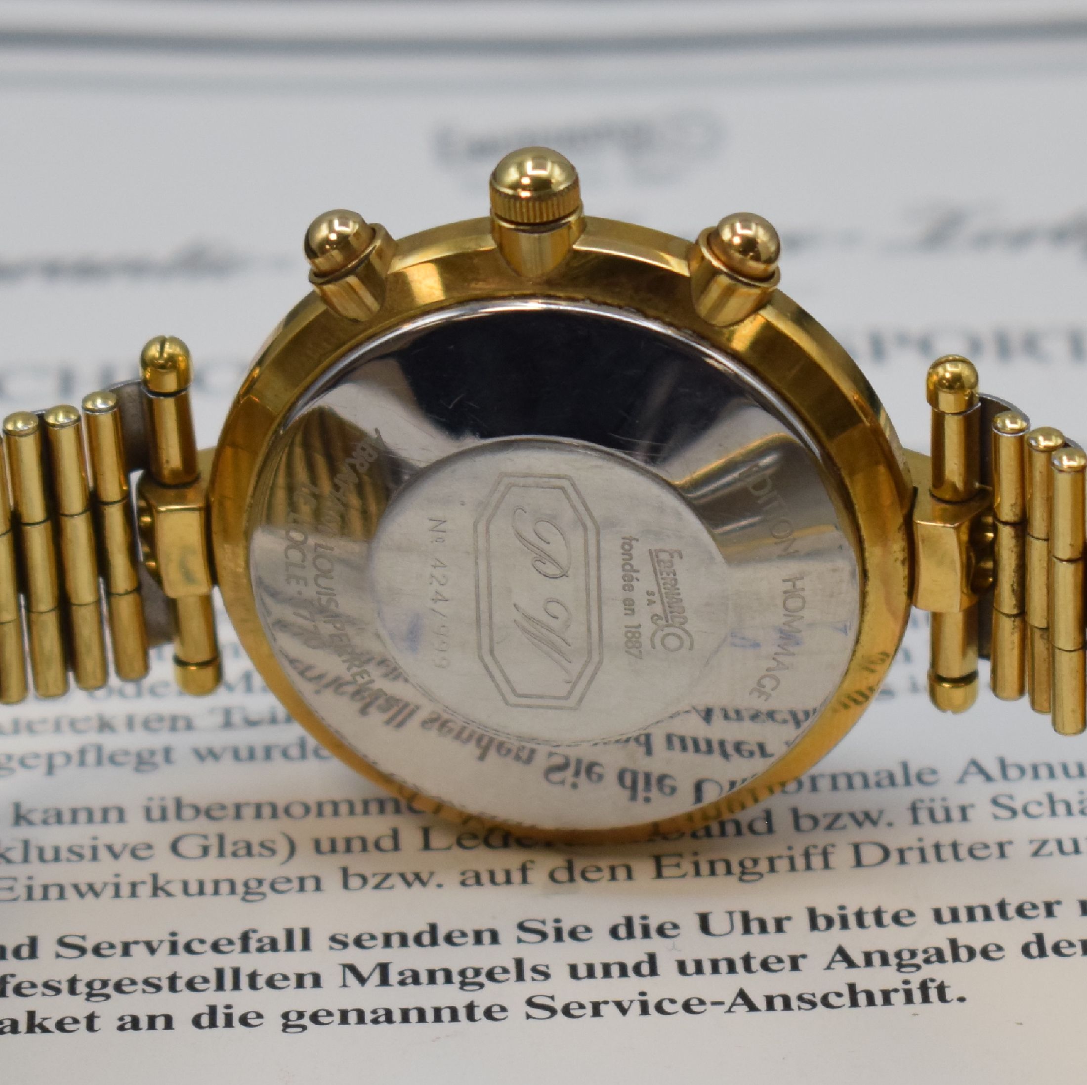 Detail e: EBERHARD & CO auf 999 Stück limitierter Armbandchronograph Edition Hommage A. L. Perrelet, Automatik, verg. Geh. inkl. Gliederband m. Faltschl., ...