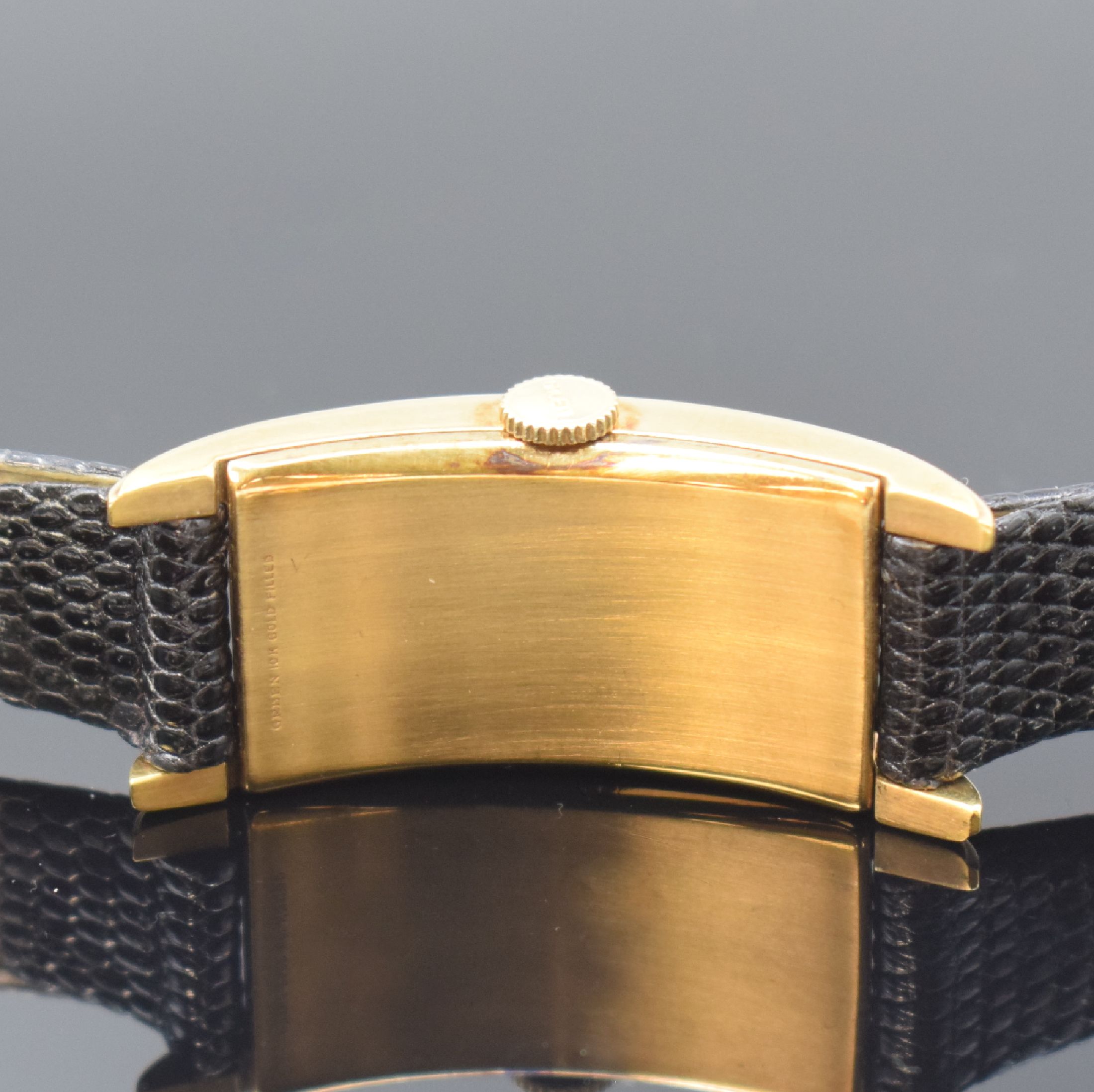 Detail c: GRUEN Curvex Precision Armbanduhr, Handaufzug, Schweiz für USA 1940er Jahre, 2- teil. 10k Gold Filled Geh., Boden aufgedr., orig. Krone, silb. ...