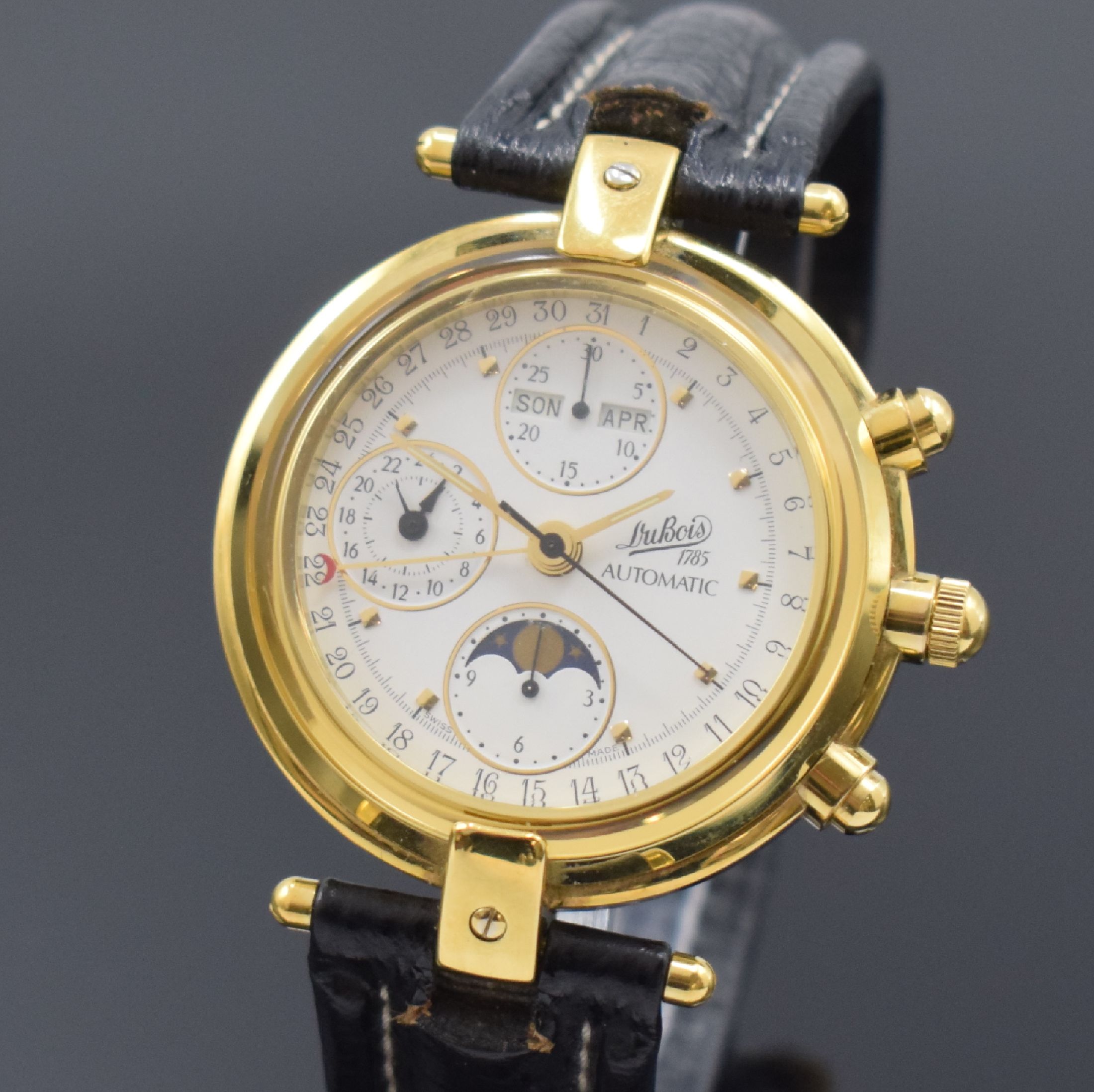 Detail a: DU BOIS Armbandchronograph mit Vollkalenderanzeige Collection Du Bois No 200, Automatik, Schweiz um 2000, verg. Geh., Edelstahlboden aufgedr., Anz. ...