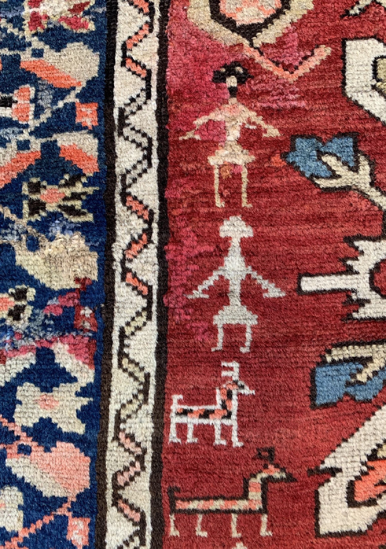 Detail f: Antiker Adler Kazak, Kaukasus, um 1900, Wolle auf Wolle, ca. 285 x 140 cm, EHZ: 3, (Alte Restaurierungen)