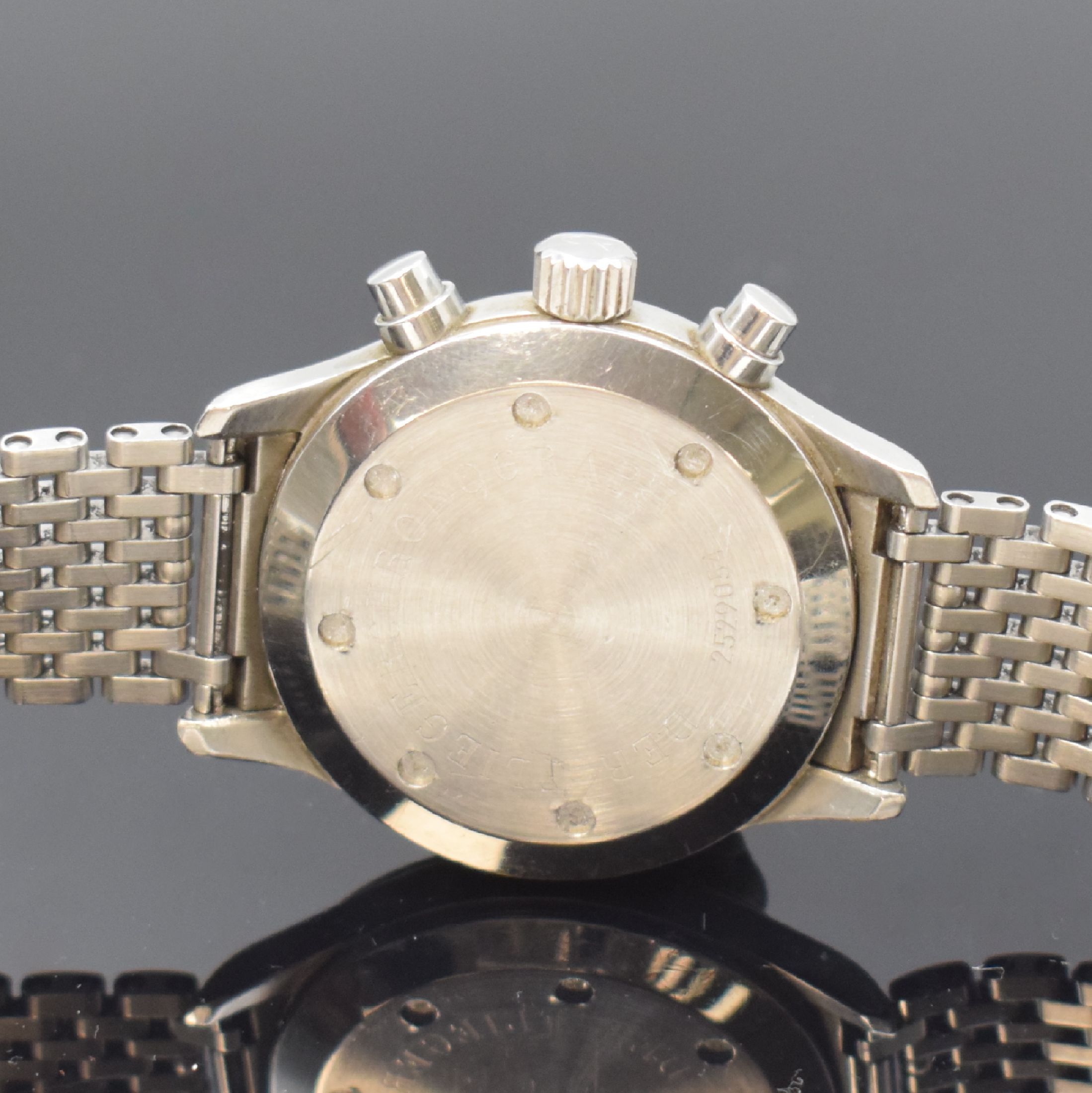 Detail d: IWC Herrenarmbanduhr "DER FLIEGERCHRONOGRAPH" Referenz 3741, quarz, Schweiz um 1992, Edelstahlgeh. inkl. orig. Gliederband m. dopp. ...
