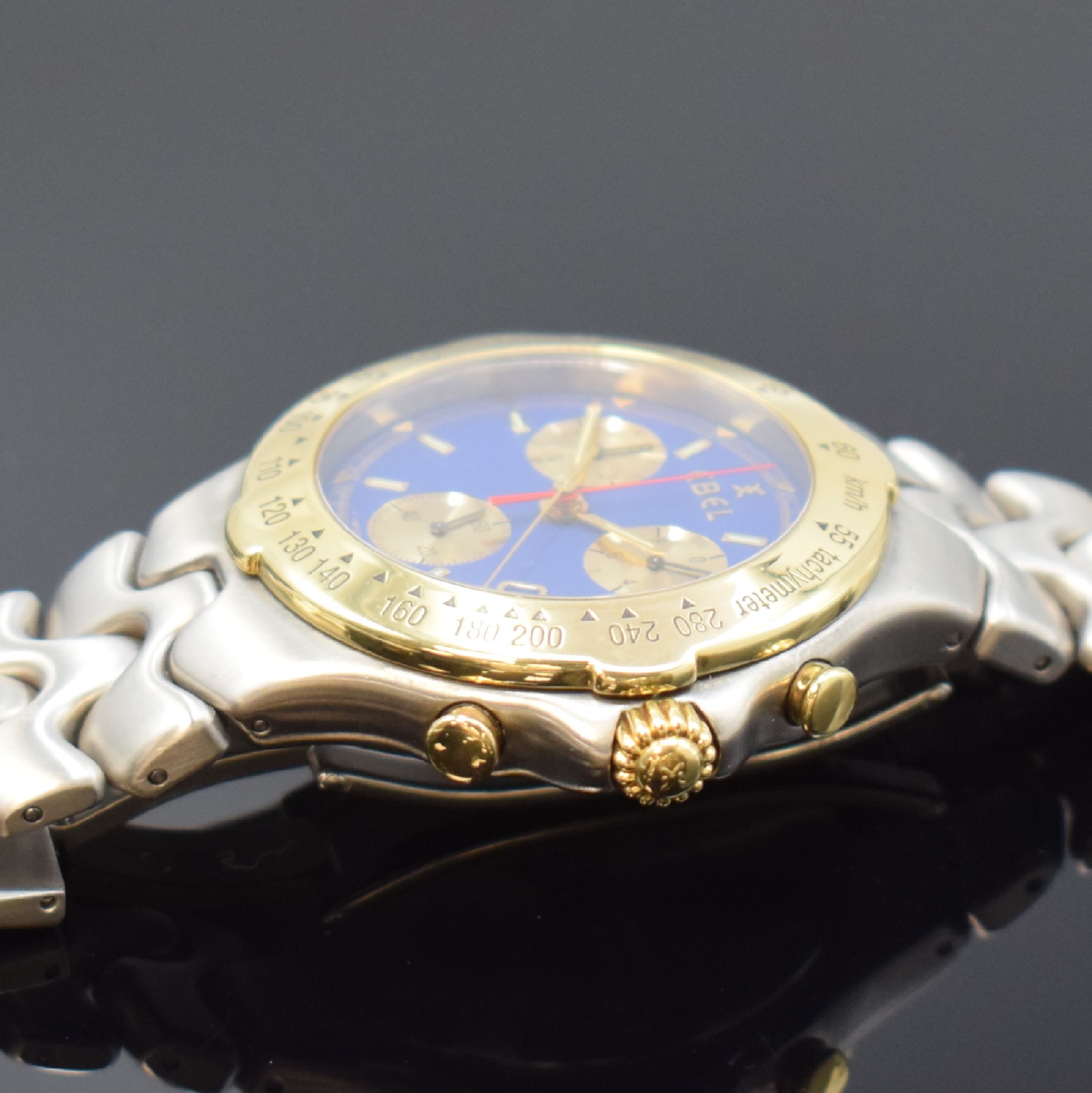 Detail c: EBEL Sportwave Armbandchronograph Referenz 6251641, Schweiz um 1995, quarz, Edelstahlgeh. inkl. Gliederband m. dopp. Faltschl., Lünette m. grav. ...