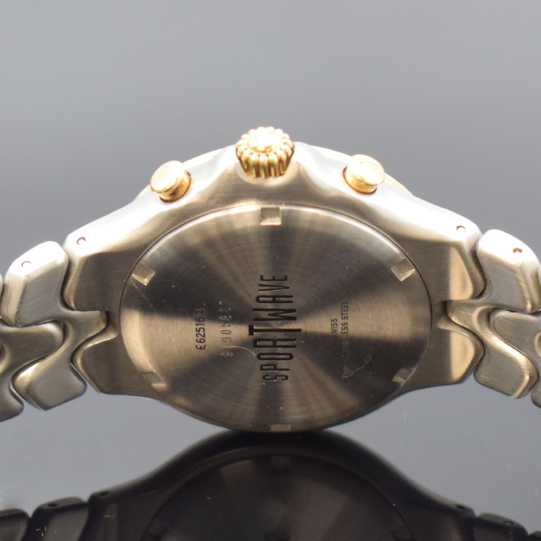 Detail d: EBEL Sportwave Armbandchronograph Referenz 6251641, Schweiz um 1995, quarz, Edelstahlgeh. inkl. Gliederband m. dopp. Faltschl., Lünette m. grav. ...