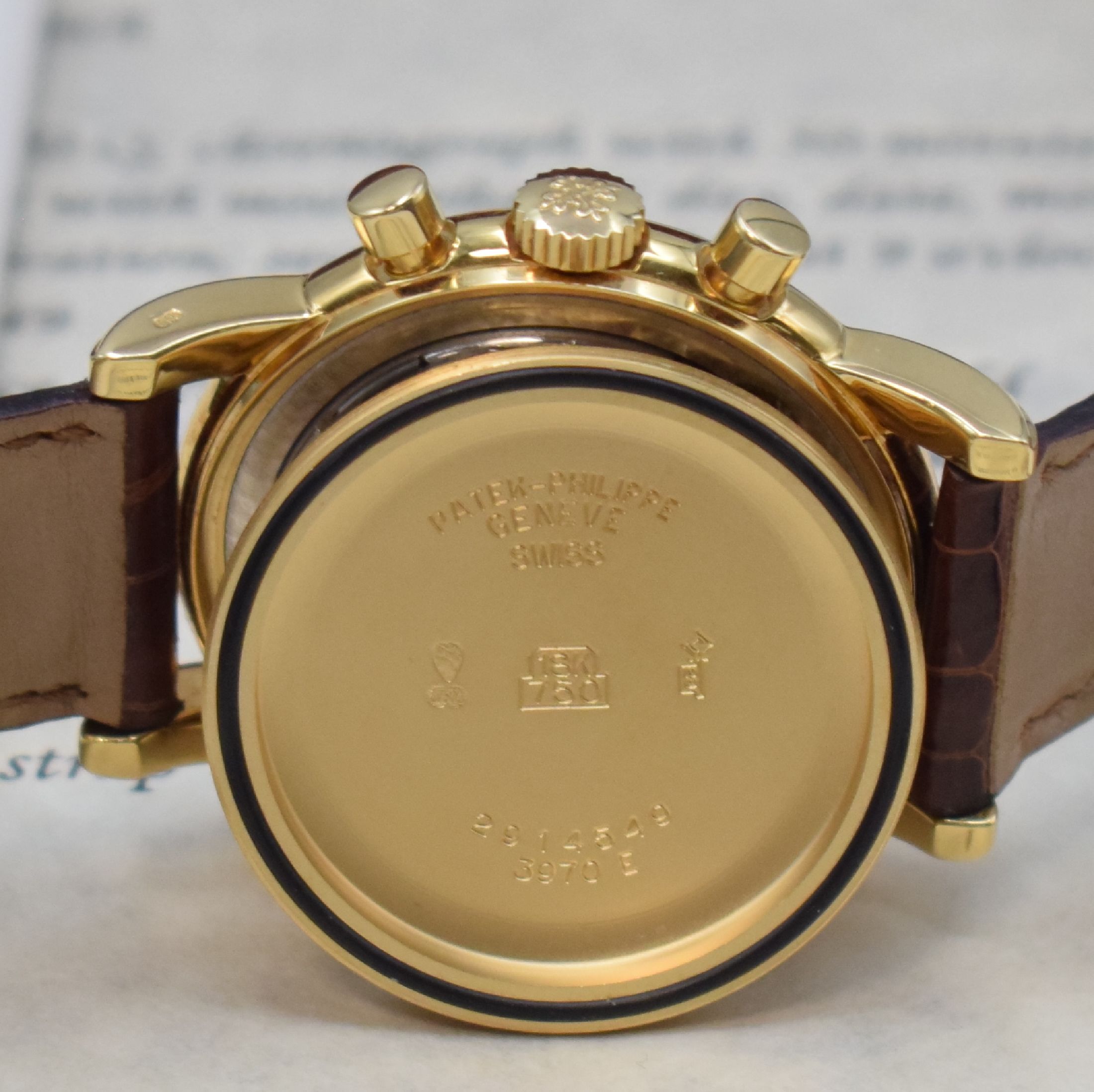 Detail k: PATEK PHILIPPE hochfeiner und extrem seltener, astronomischer Armbandchronograph mit ewigem Kalender Referenz 3970E, Handaufzug, GG 750/000 inkl. ...