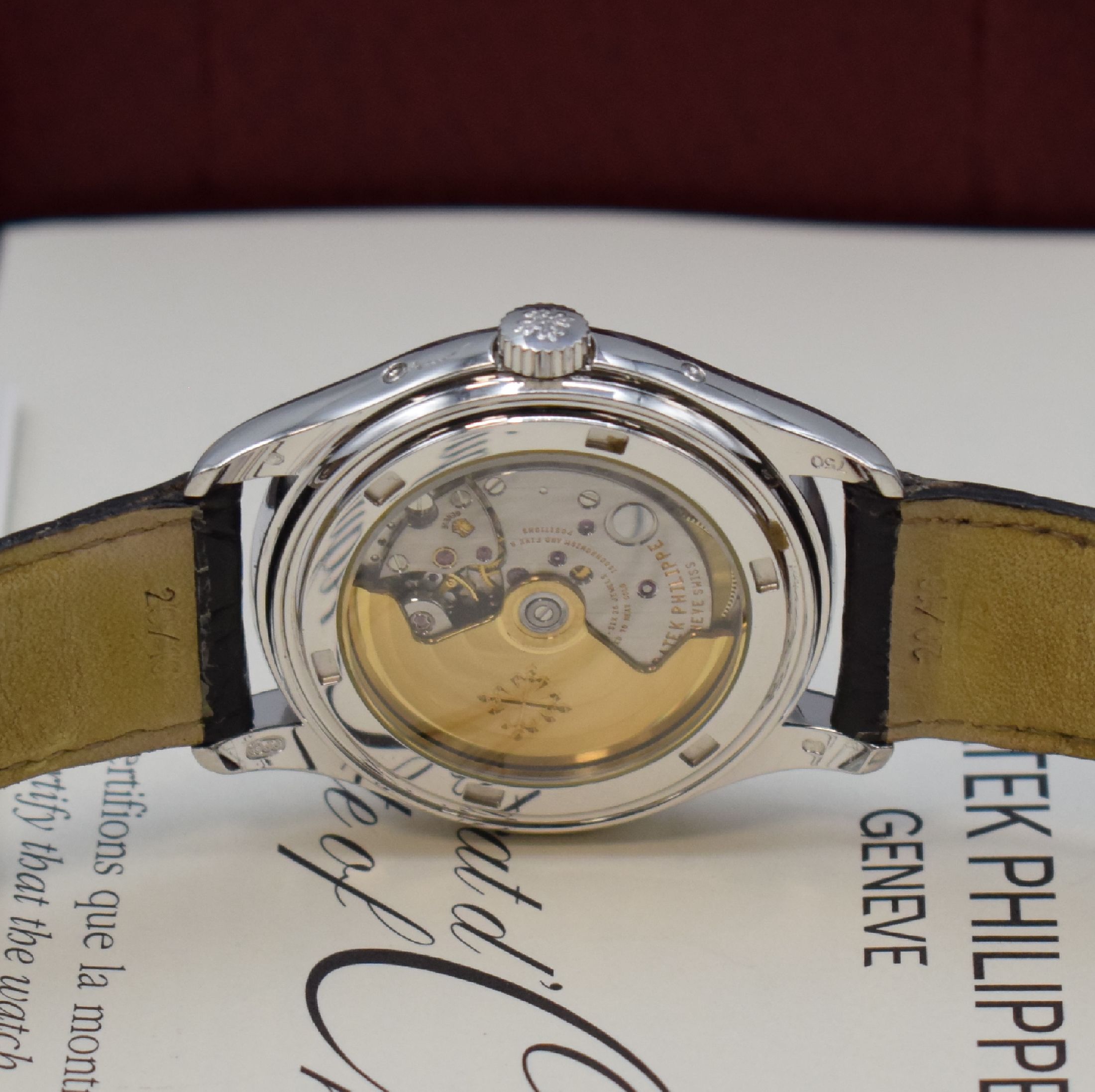 Detail g: PATEK PHILIPPE hochfeiner und seltener, astronomischer Jahreskalender in WG 750/000 Referenz 5146G-001, Automatik, beids. vergl., Boden verschr., ...