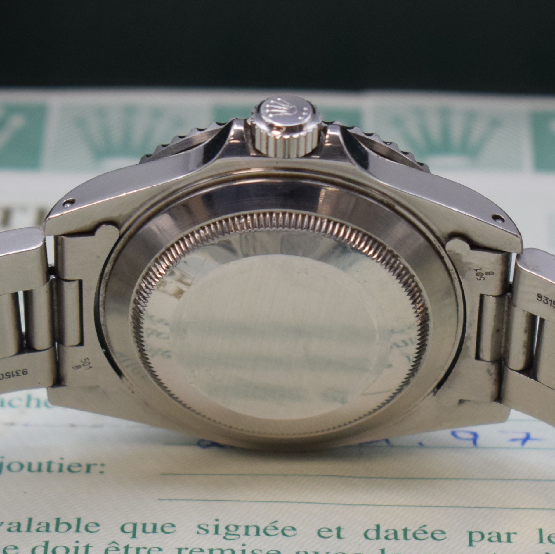 Detail e: ROLEX Oyster Perpetual Date Submariner Herrenarmbanduhr in Stahl Referenz 16610 mit original Zertifikat und Box, Schweiz verk. 11/1997, U-Serie, LC ...
