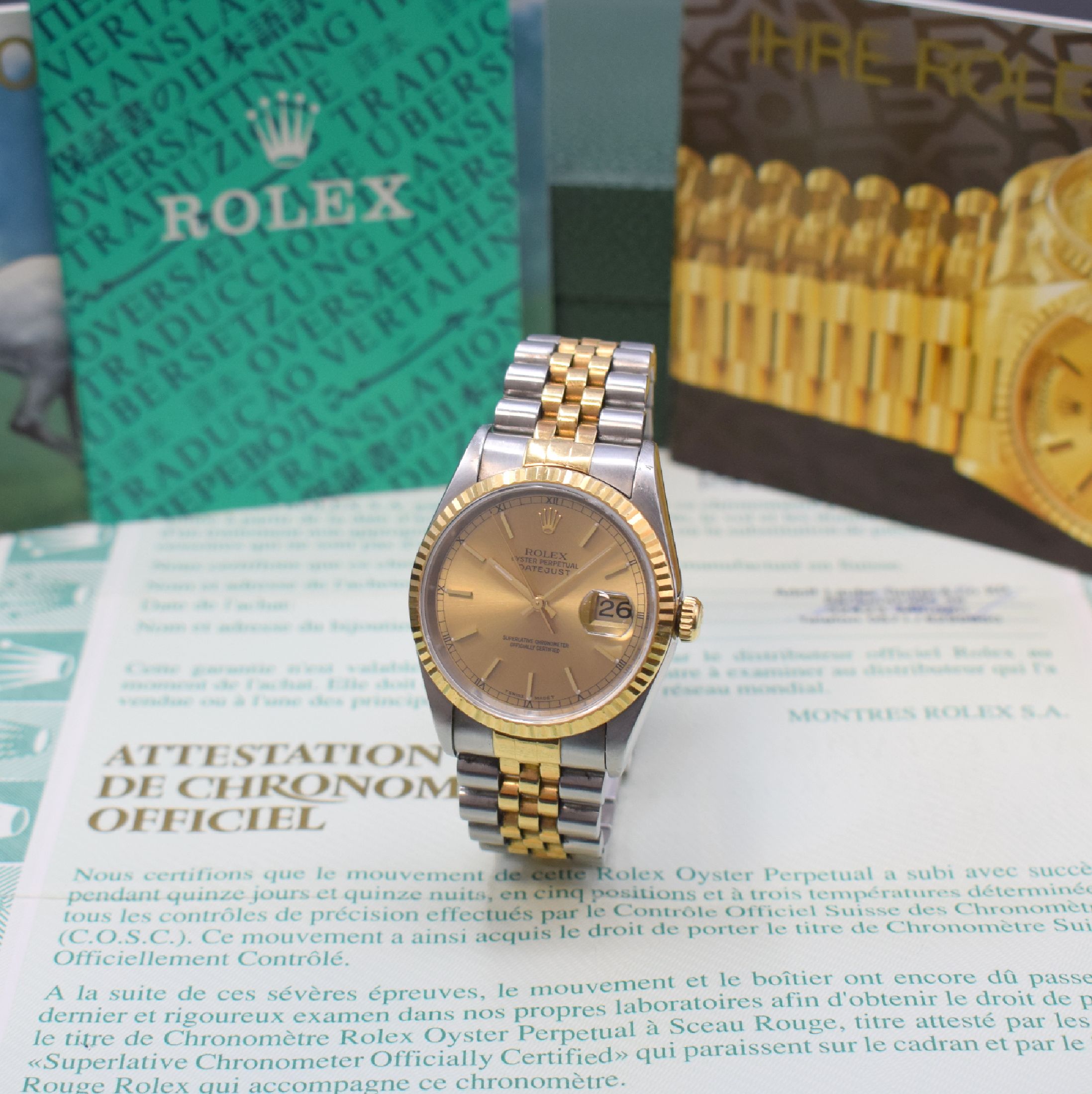 ROLEX Herrenarmbanduhr Oyster Perpetual Datejust Referenz 16233 mit original Zertifikat, Schweiz verk. 12/1996, Automatik, Chronometer der ...