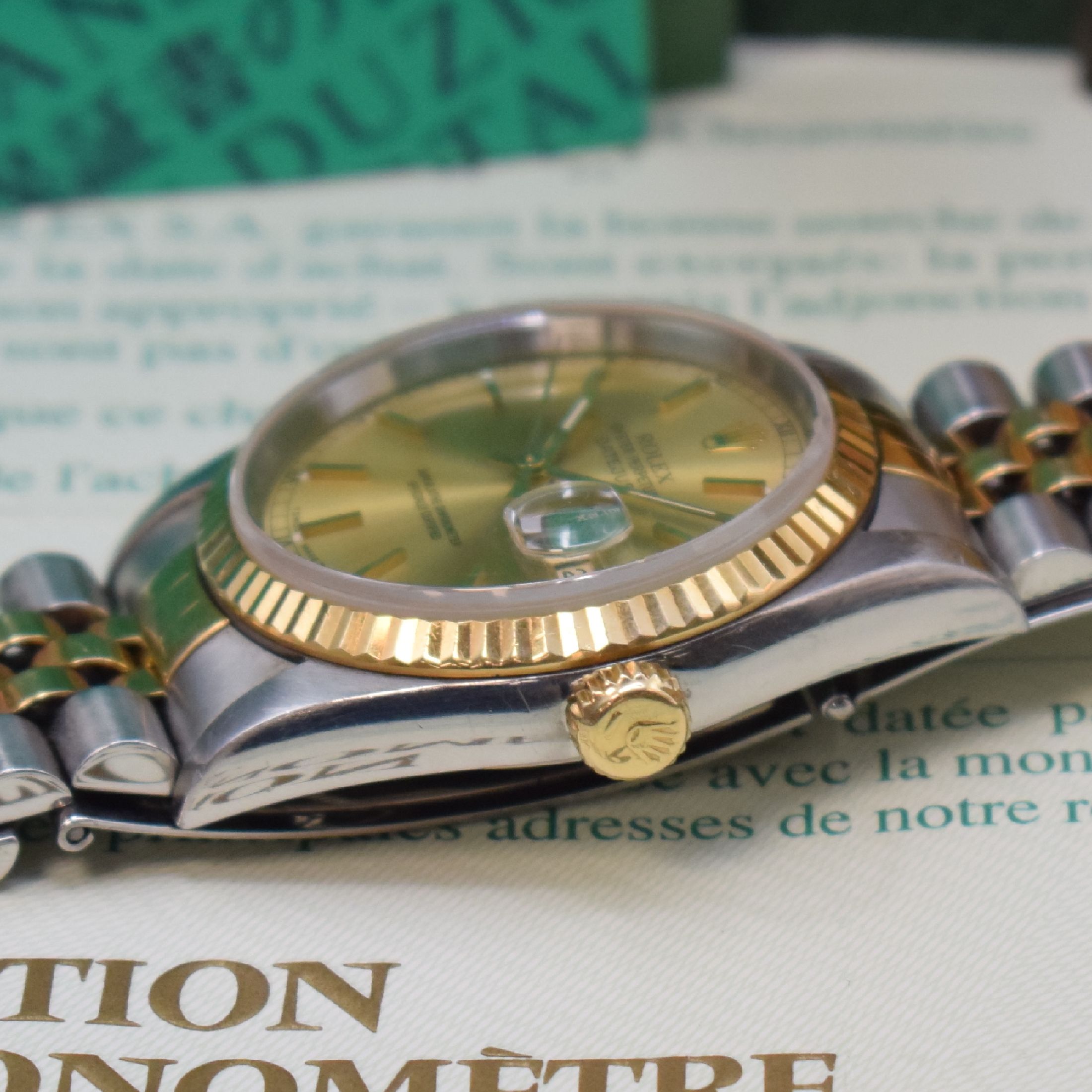 Detail c: ROLEX Herrenarmbanduhr Oyster Perpetual Datejust Referenz 16233 mit original Zertifikat, Schweiz verk. 12/1996, Automatik, Chronometer der ...
