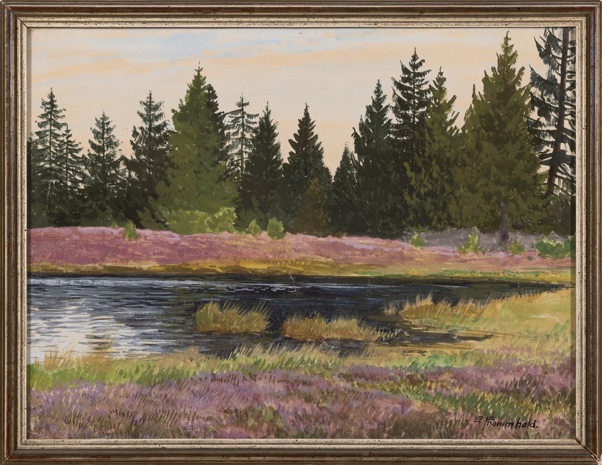 Detail k: Erich Frommhold, 1879-1955 Leipzig, Studium an der Kunstakademie Leipzig, Aquarellskizze, "In der Lüneburger Heide" so verso bez., rechts ...