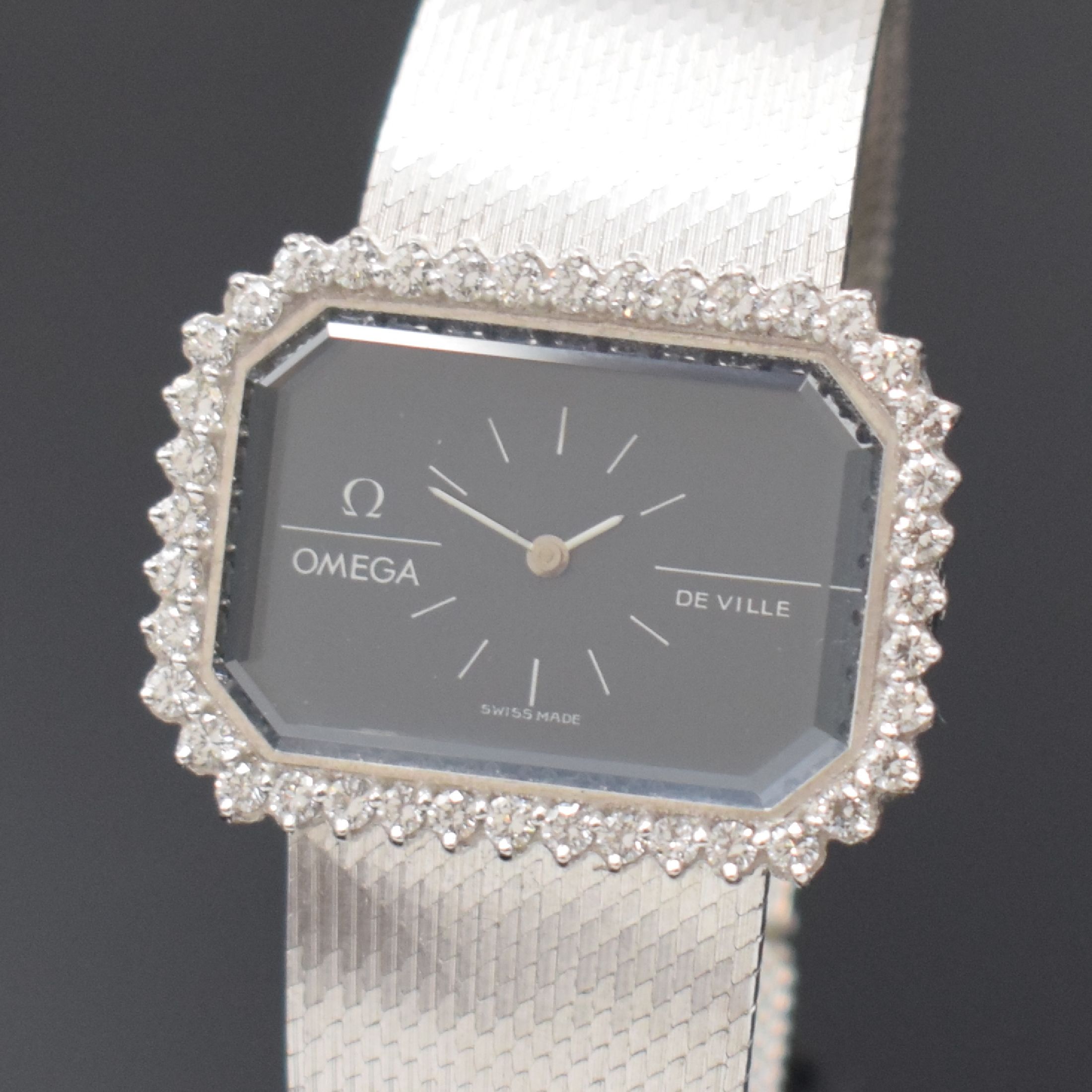 Detail a: OMEGA seltene Damenarmbanduhr DE VILLE Linie "Emeraude" in WG 750/000 designed von Andrew Grima Referenz 8343, Schweiz um 1972, Handaufzug, ...