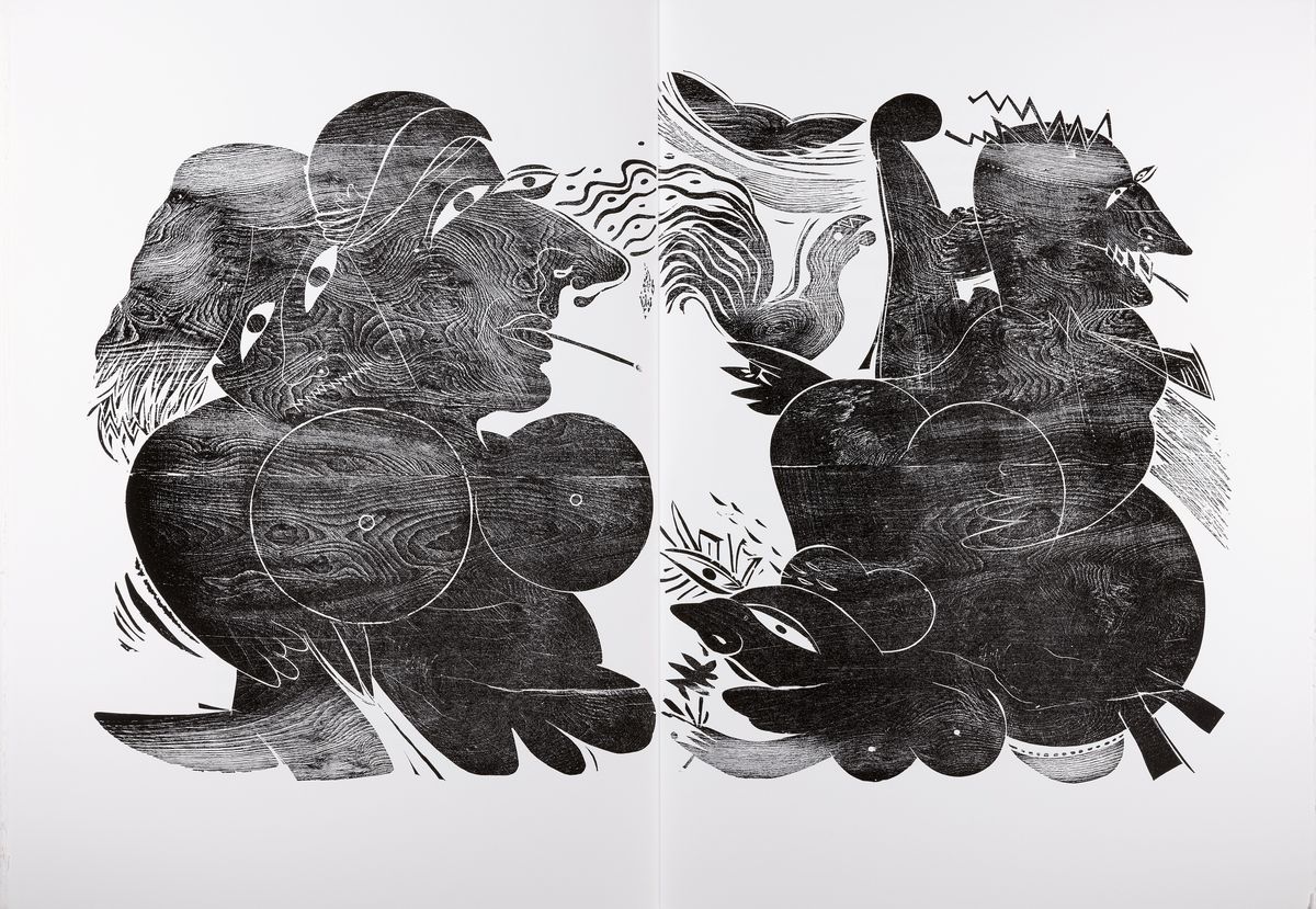 Detail b: Wolfgang Simon, 1940 Berlin-2013, deutscher Illustrator, Studium an der Hochschule für Bildende Künste Berlin, "Wie man sich bettet, so liegt ...