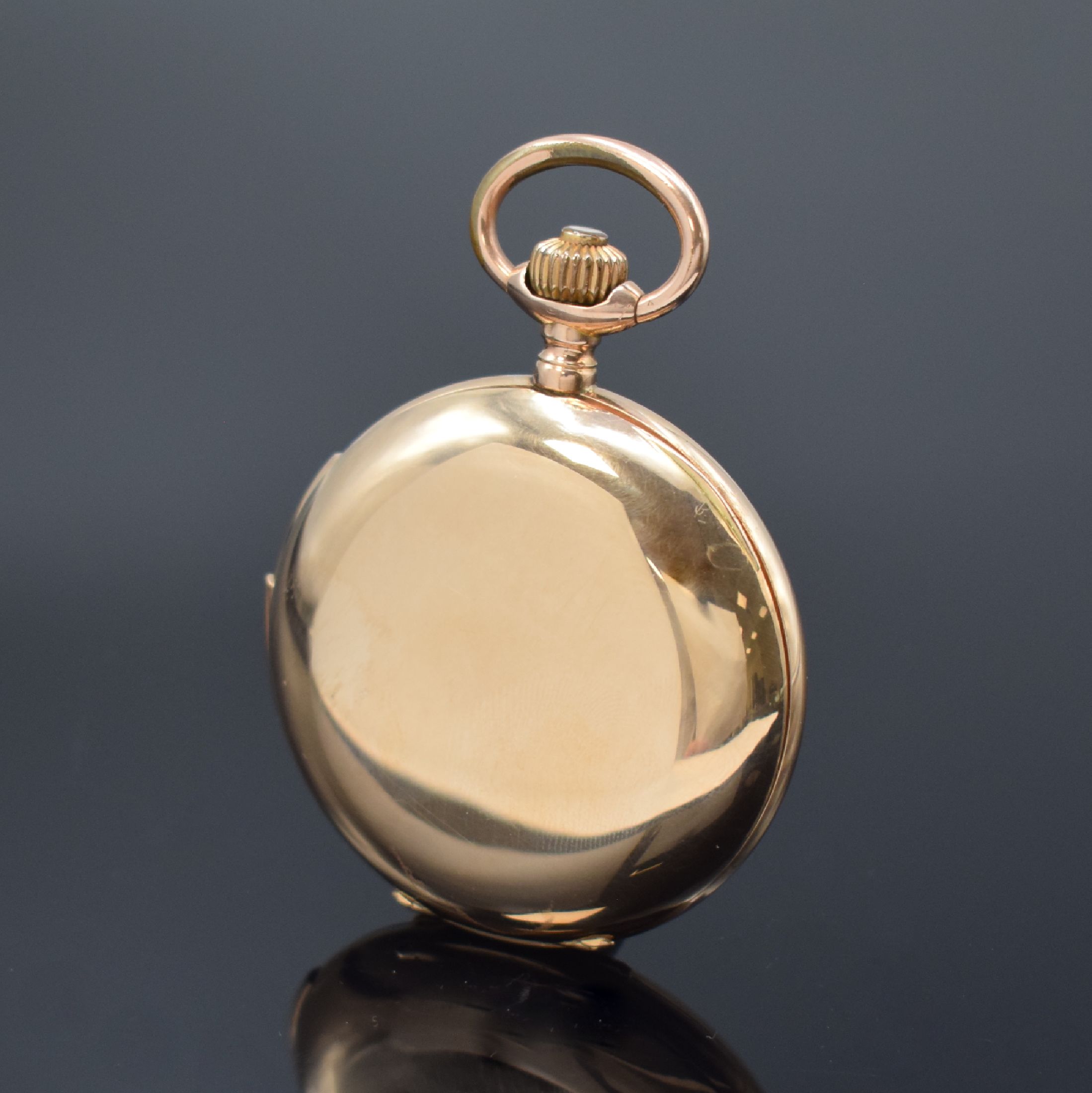 Detail c: LeCOULTRE schwere Herrensavonette mit Minutenrepetition in RG 585/000, Schweiz um 1900, glattes 3-Deckel Goldgeh., Monogramm- Grav. auf dem ...