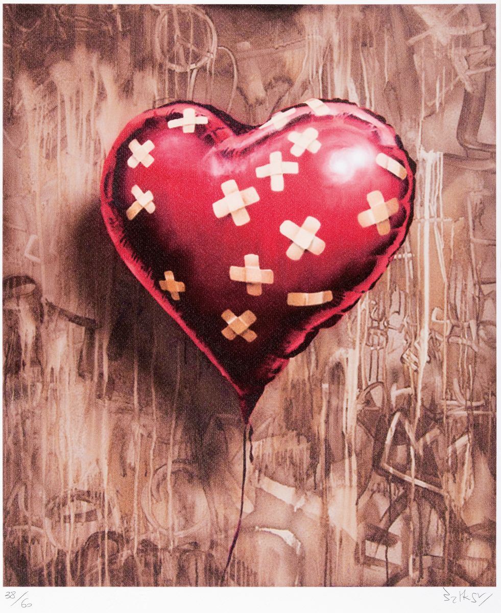 Banksy, Balloon Band Aid, Farbserigraphie von 2013, handsigniert, num. 38/60, ca. 50x 35cm