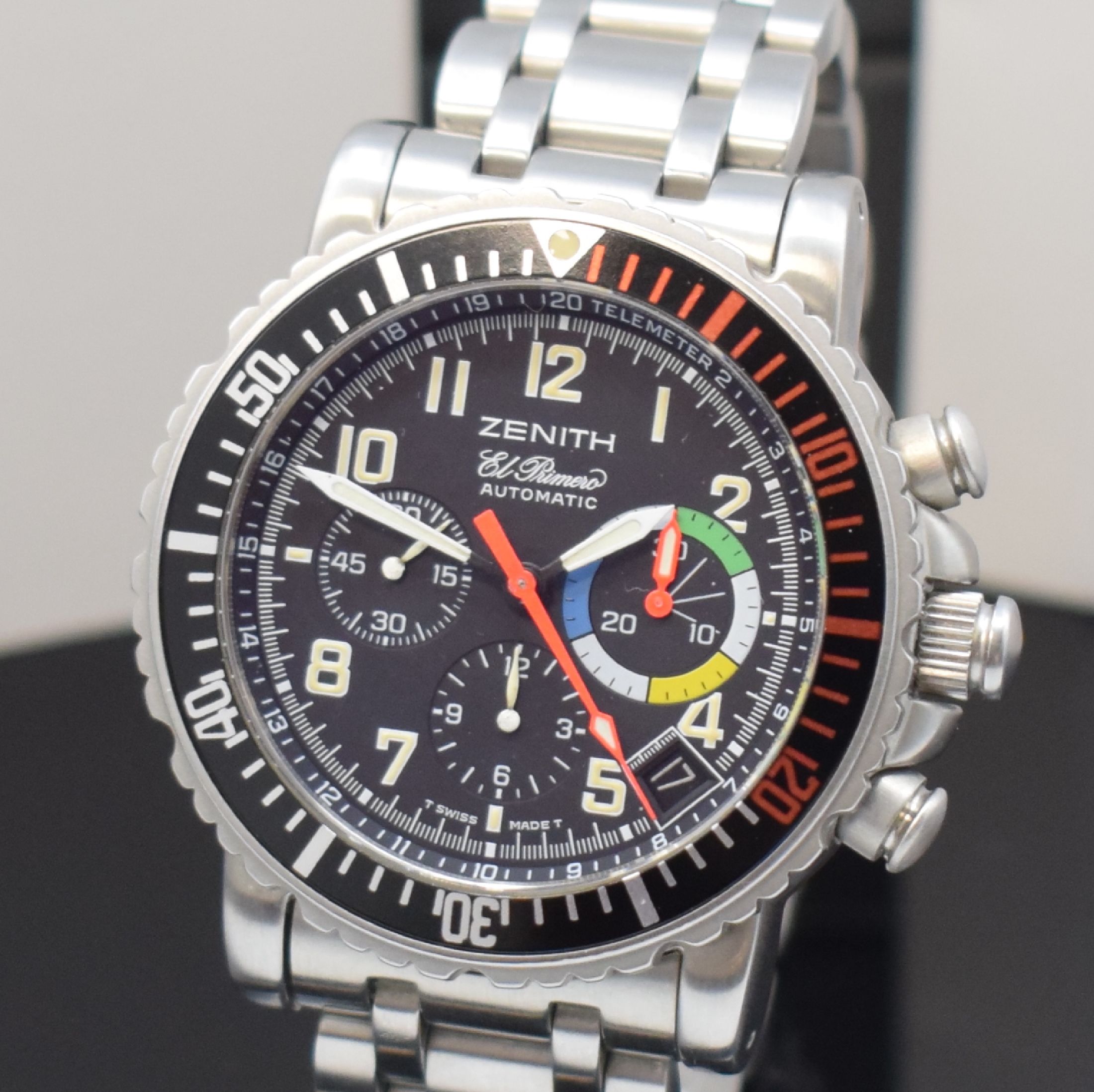 Detail a: ZENITH Rainbow Fly-Back Schaltradchronograph in Stahl Referenz 02.0480.405, Schweiz um 2000, Automatik, Gliederband m. dopp. Faltschl., sat. Geh. m. ...