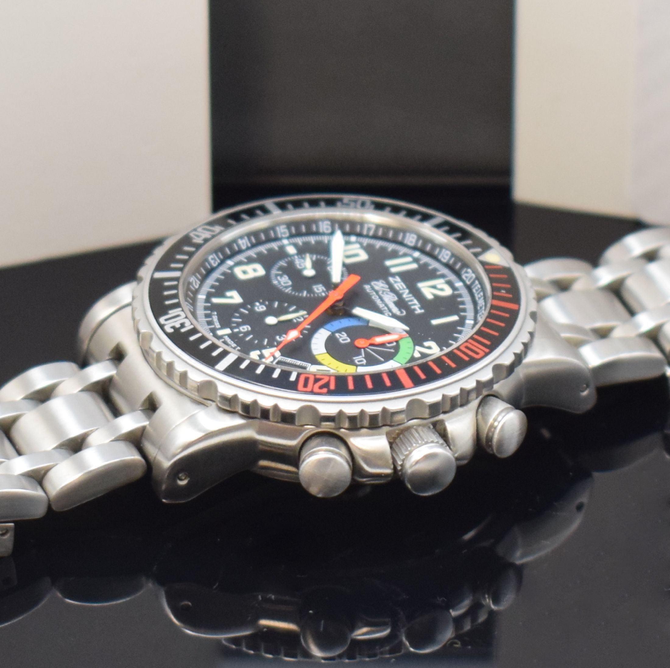 Detail c: ZENITH Rainbow Fly-Back Schaltradchronograph in Stahl Referenz 02.0480.405, Schweiz um 2000, Automatik, Gliederband m. dopp. Faltschl., sat. Geh. m. ...