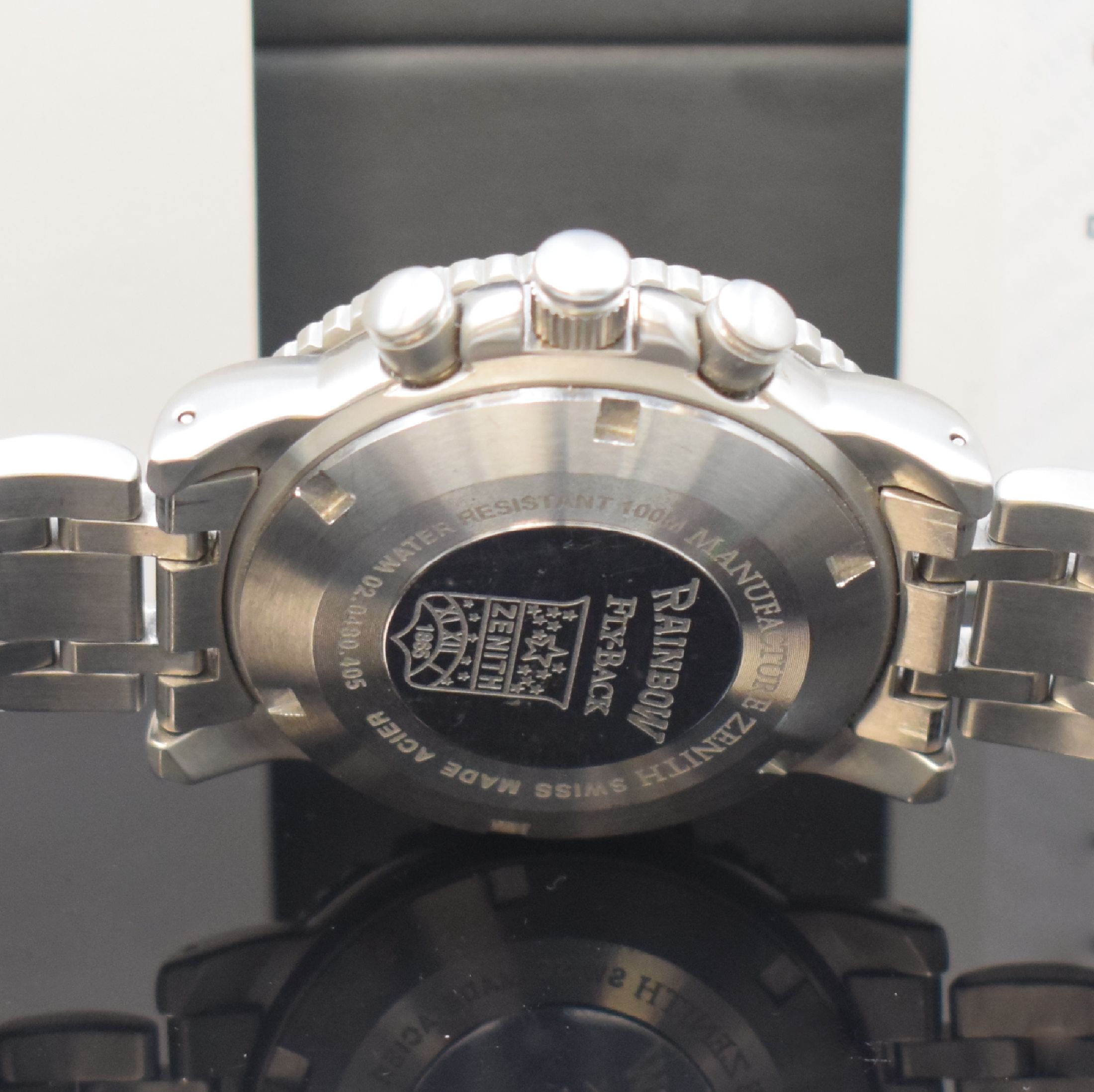 Detail d: ZENITH Rainbow Fly-Back Schaltradchronograph in Stahl Referenz 02.0480.405, Schweiz um 2000, Automatik, Gliederband m. dopp. Faltschl., sat. Geh. m. ...
