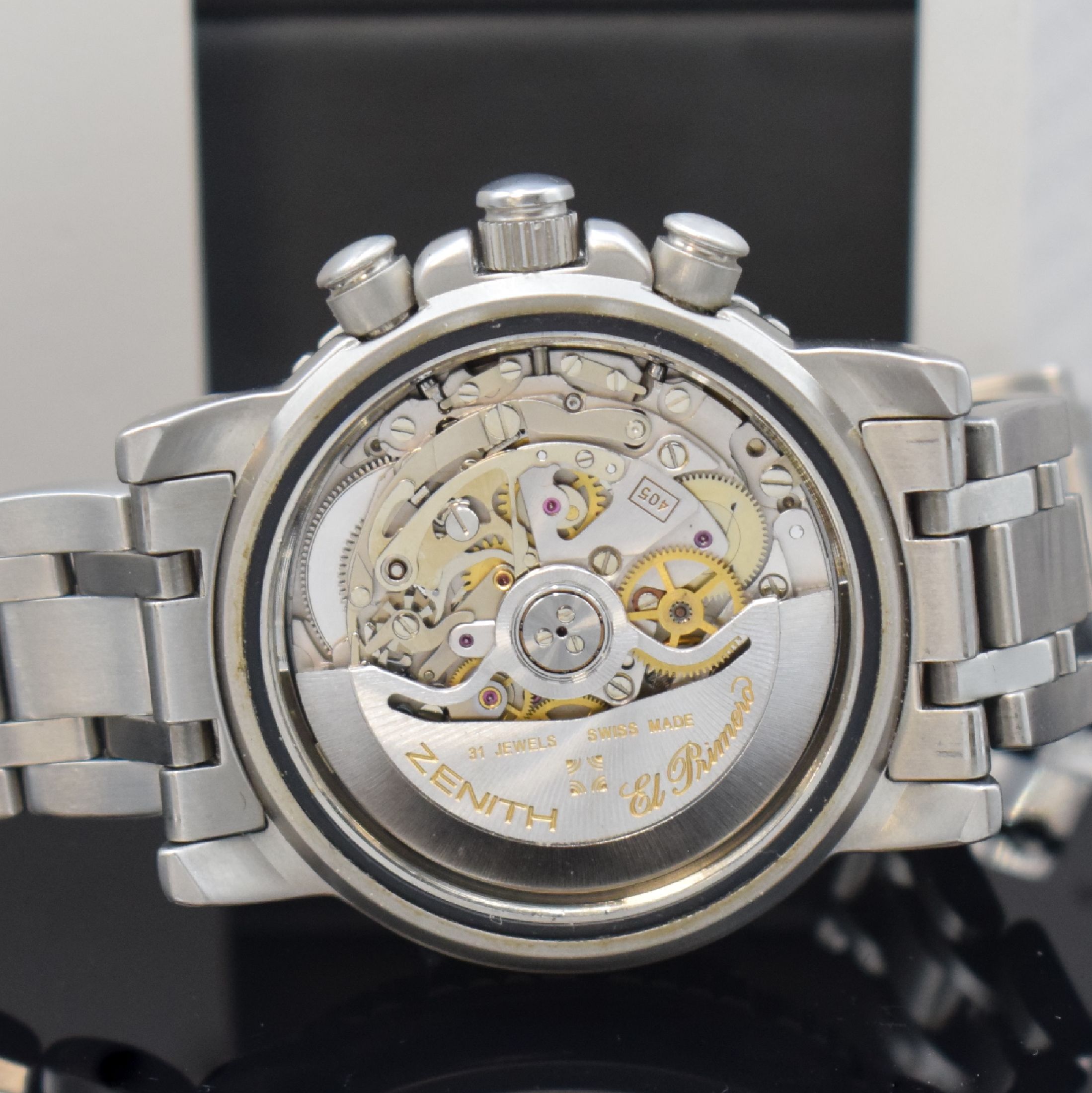Detail e: ZENITH Rainbow Fly-Back Schaltradchronograph in Stahl Referenz 02.0480.405, Schweiz um 2000, Automatik, Gliederband m. dopp. Faltschl., sat. Geh. m. ...