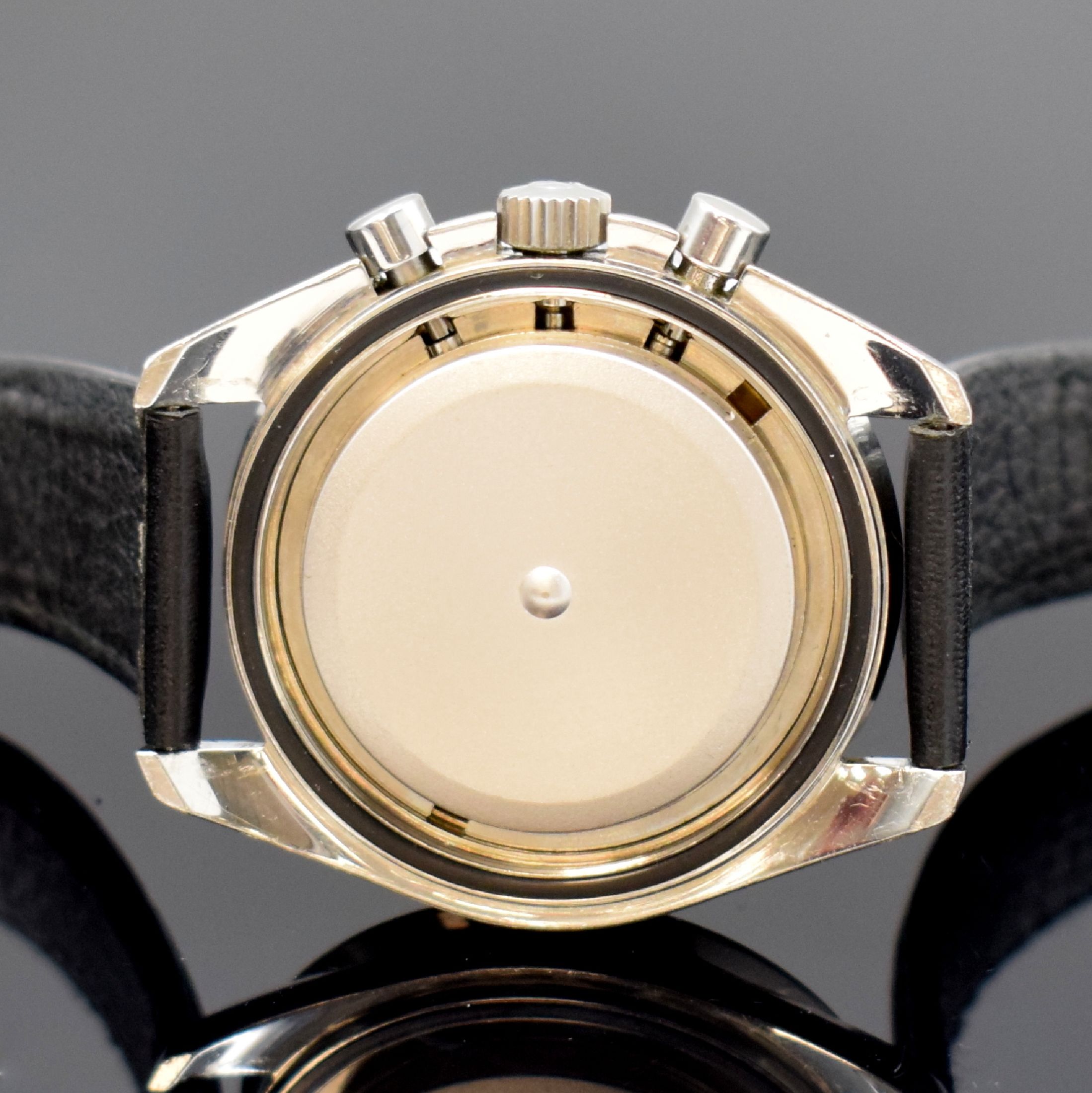 Detail e: OMEGA Speedmaster Professional Armbandchronograph in Stahl Referenz 145.022- 78, Schweiz um 1980, Handaufzug, verschr. Geh., Boden m. ...