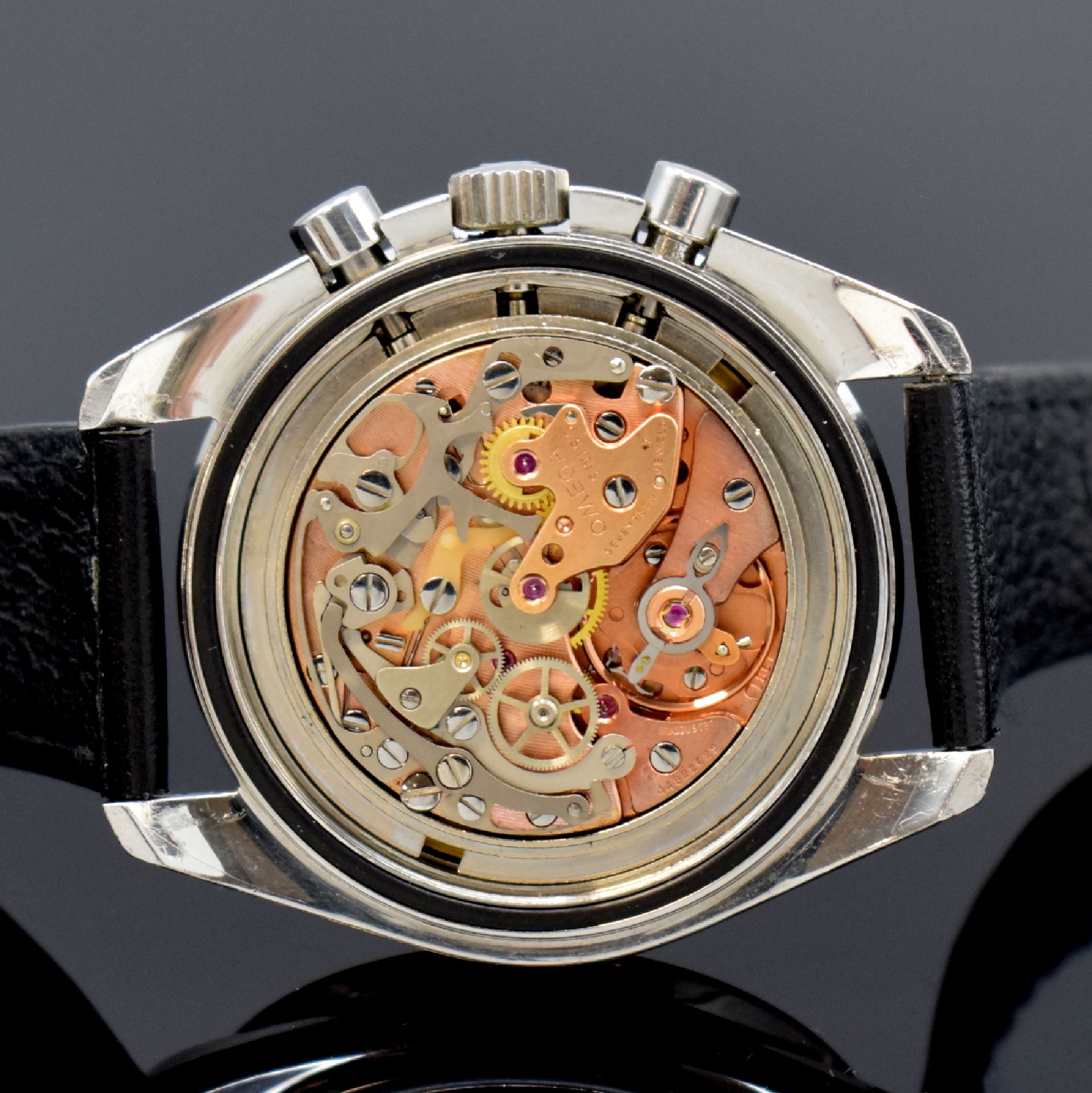 Detail f: OMEGA Speedmaster Professional Armbandchronograph in Stahl Referenz 145.022- 78, Schweiz um 1980, Handaufzug, verschr. Geh., Boden m. ...