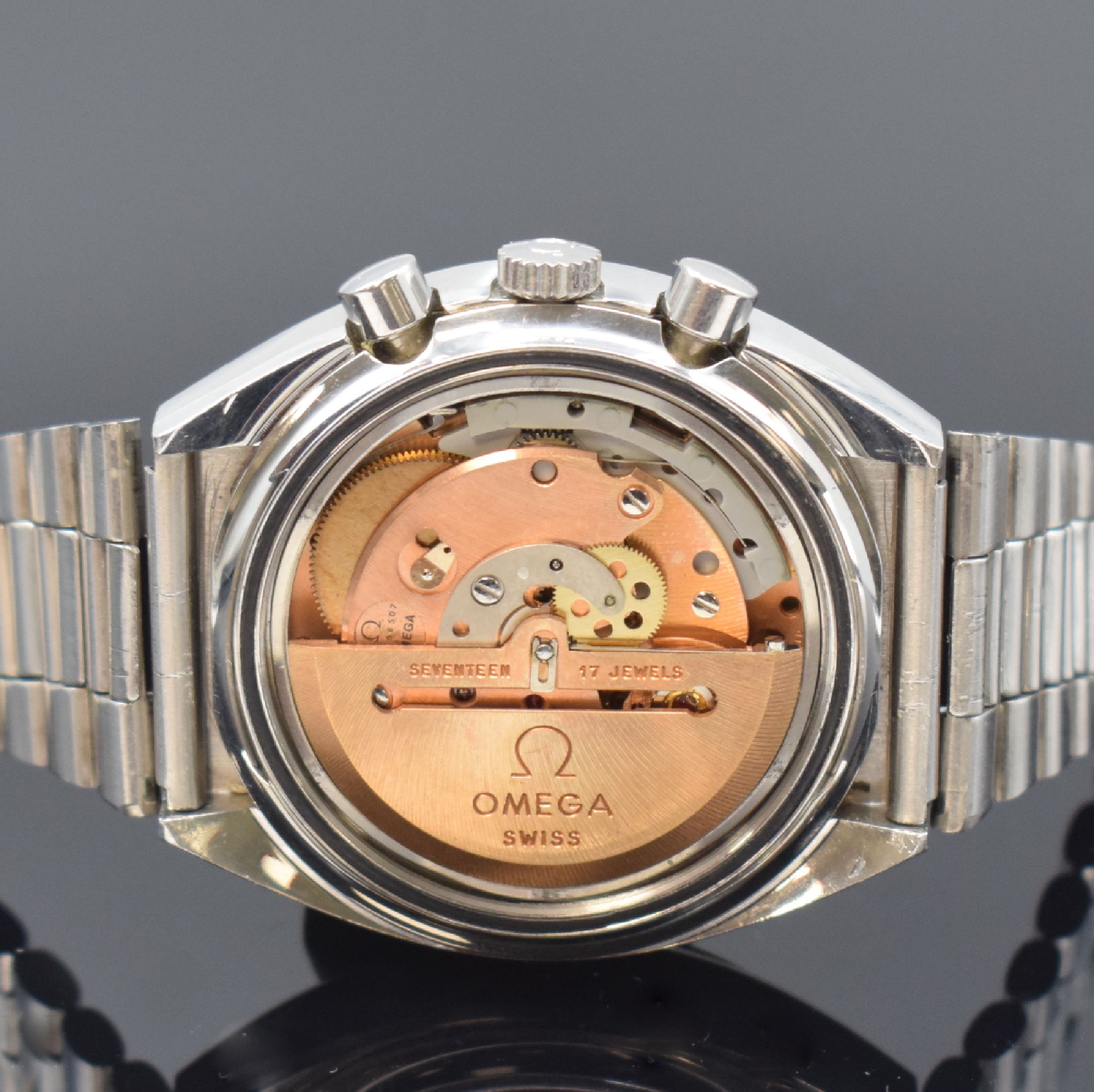 Detail e: OMEGA Speedmaster Automatic Armbandchronograph sogenannte Mark 4,5 Referenz 176.0012, Schweiz um 1985, verschr. Geh. inkl. orig. Gliederband m. ...