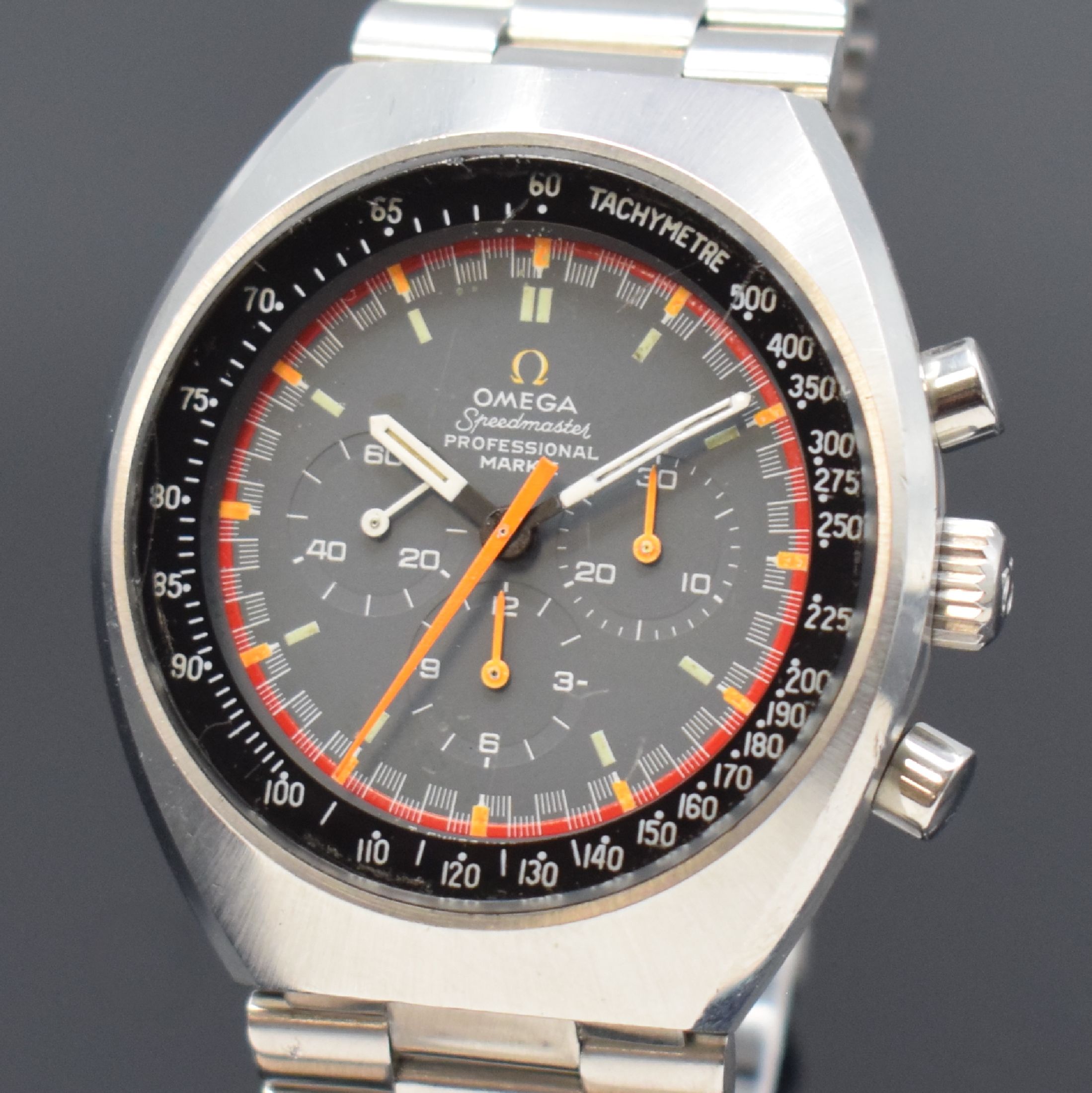 Detail a: OMEGA Speedmaster Professional Mk II "Racing Dial" Armbandchronograph in Stahl Referenz 145.014, Handaufzug, Schweiz um 1969, verschr. ...