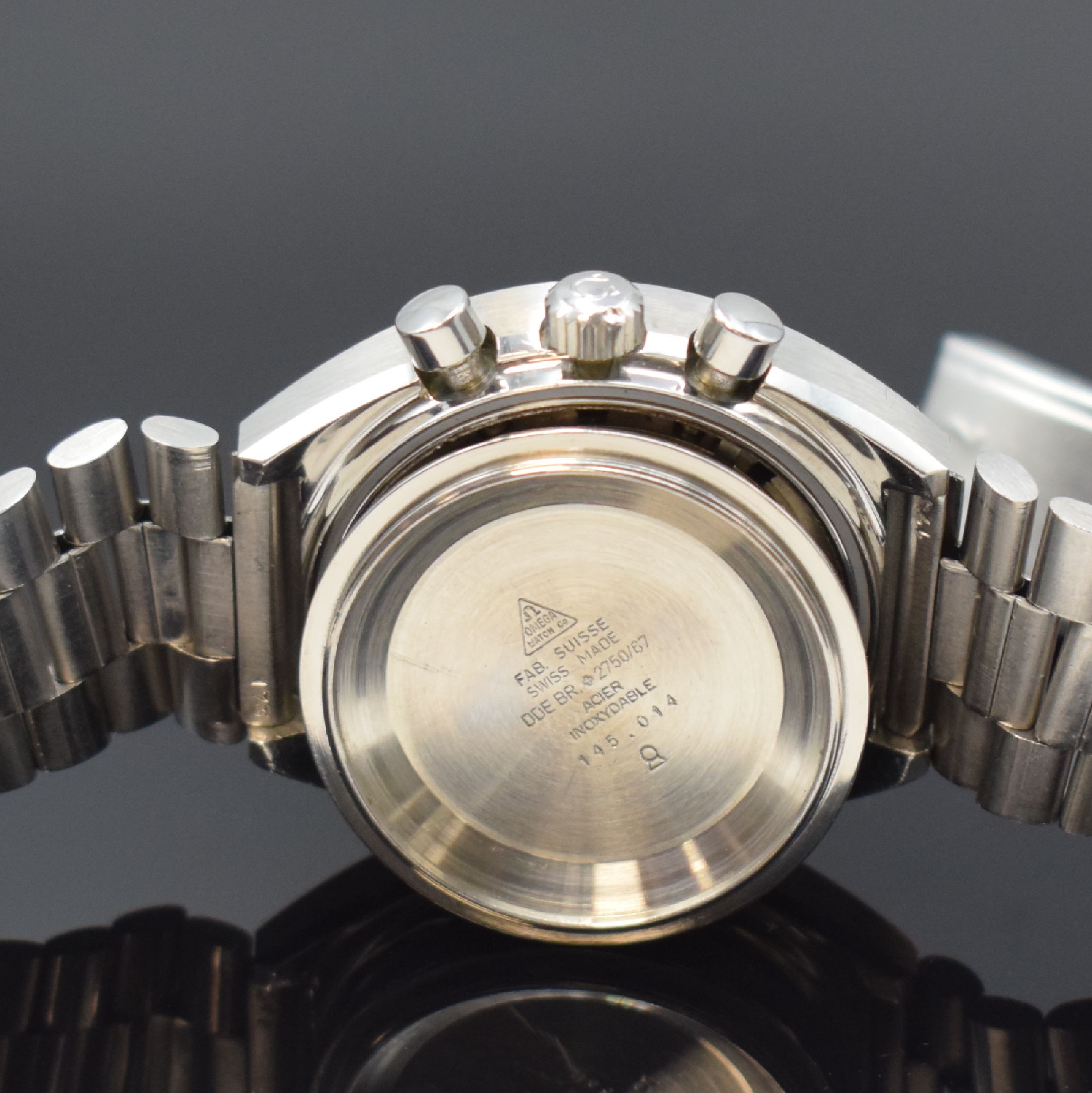 Detail f: OMEGA Speedmaster Professional Mk II "Racing Dial" Armbandchronograph in Stahl Referenz 145.014, Handaufzug, Schweiz um 1969, verschr. ...