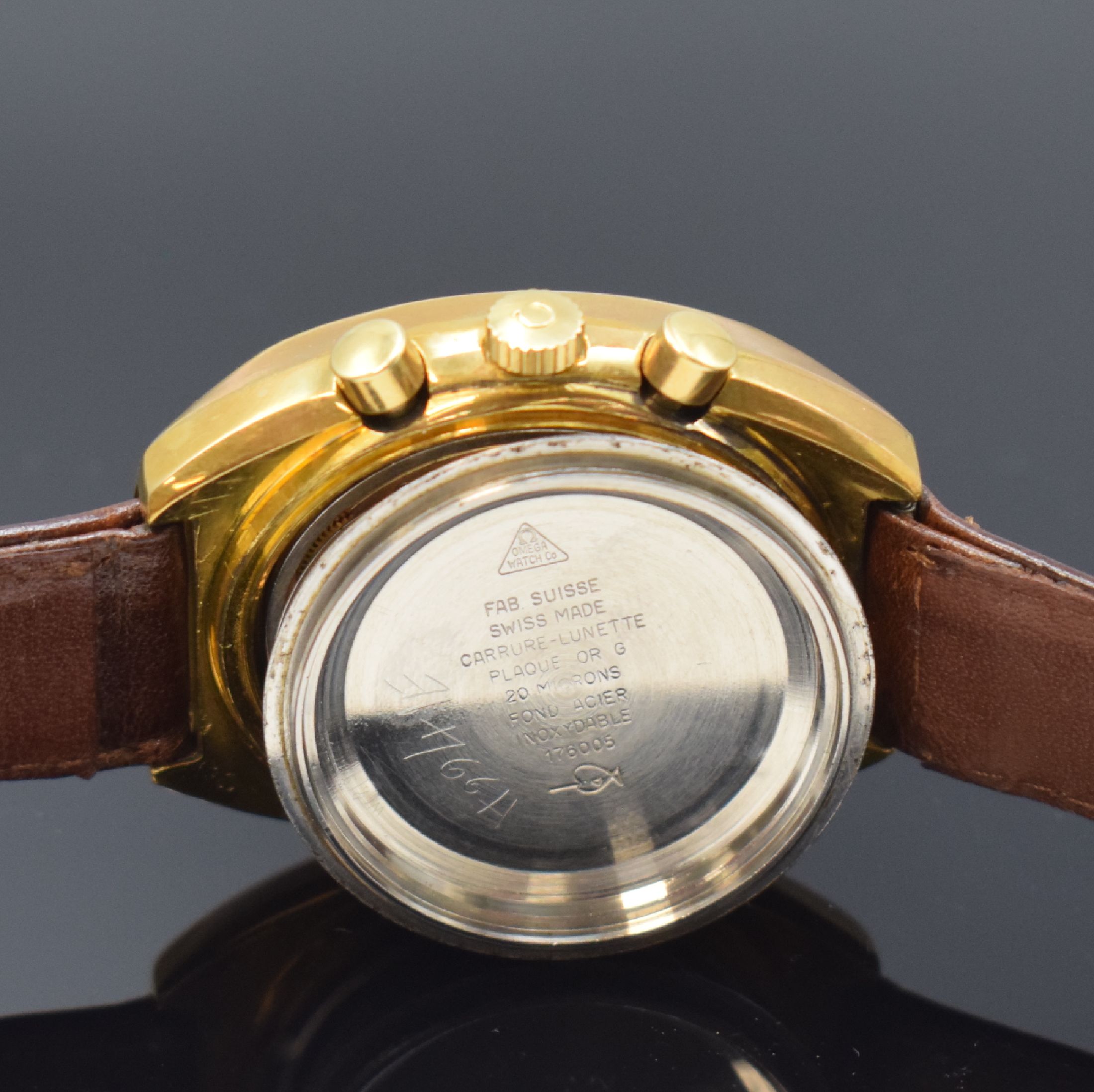 Detail f: OMEGA Seamaster Armbandchronograph im vergoldeten Gehäuse Referenz 176.005, Automatik, Schweiz um 1973, verschr. Edelstahlboden m. Seamaster-Logo, ...