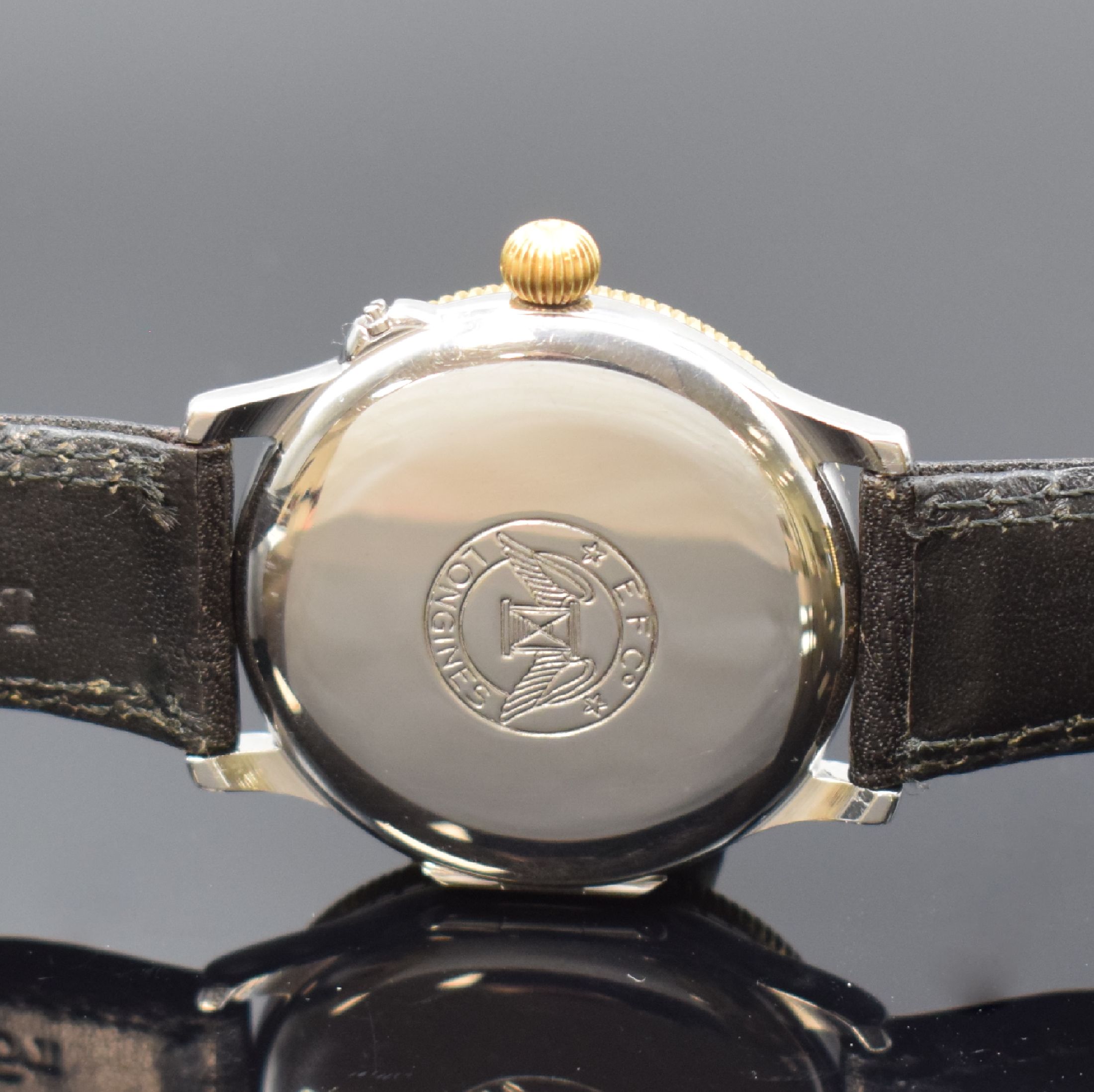 Detail c: LONGINES Lindbergh Stundenwinkeluhr in Stahl und Gold Referenz 989.5215, Automatik, Schweiz um 1990, orig. Lederband m. orig. Dornschl., Geh. nach ...