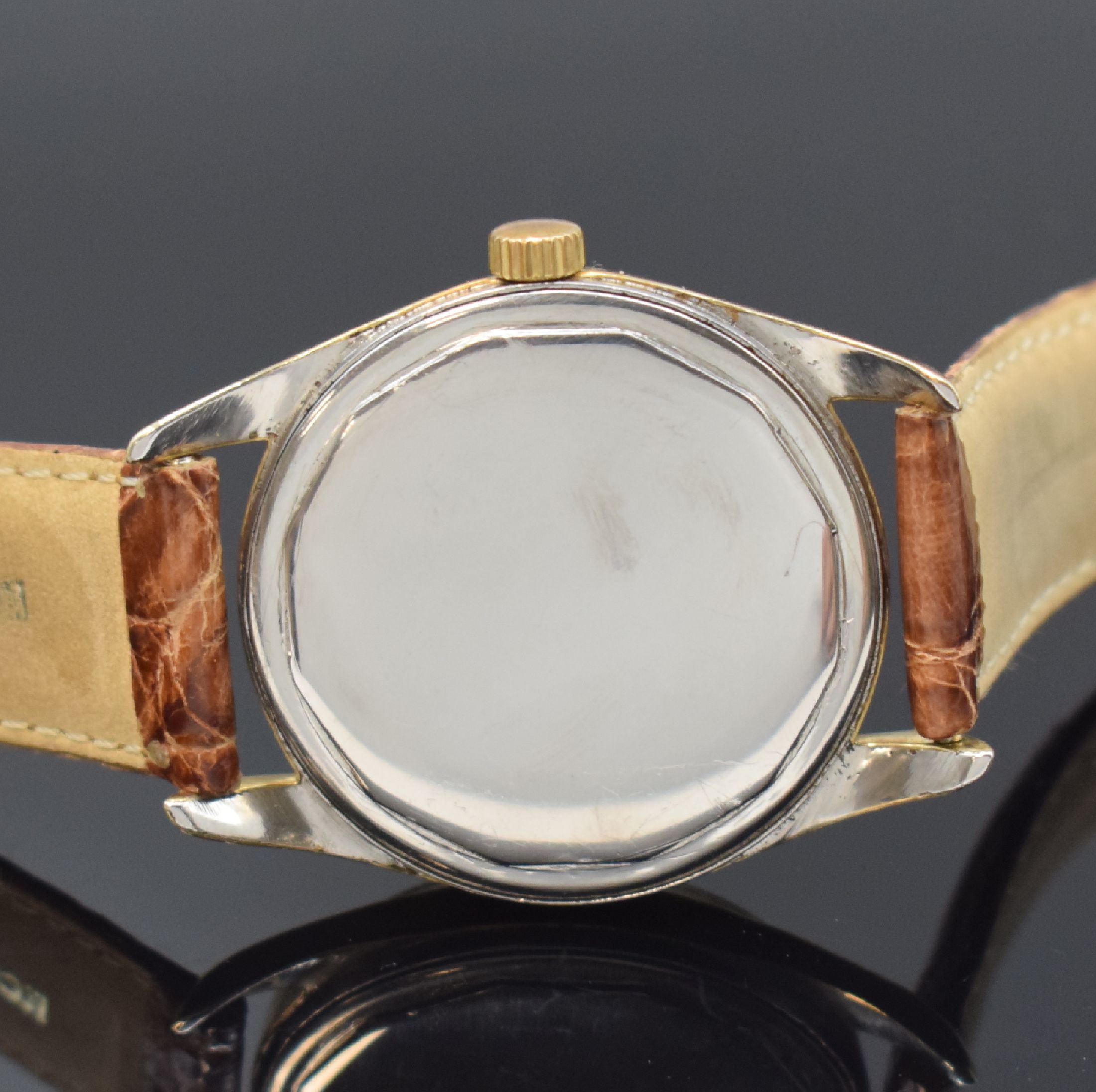 Detail c: UNIVERSAL GENEVE Polerouter Herrenarmbanduhr Kaliber 215.1 in Stahl mit Goldhaube, Automatik, Schweiz um 1968, verschr. Boden, Nr. nicht mehr lesbar, ...