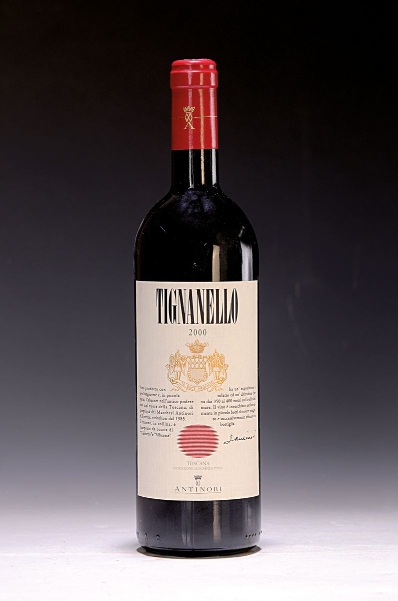 1 Flasche 2000 Marchesi Antinori Tignanello,Toskana, ca. 750ml, 13,5% Vol., Into Neck
