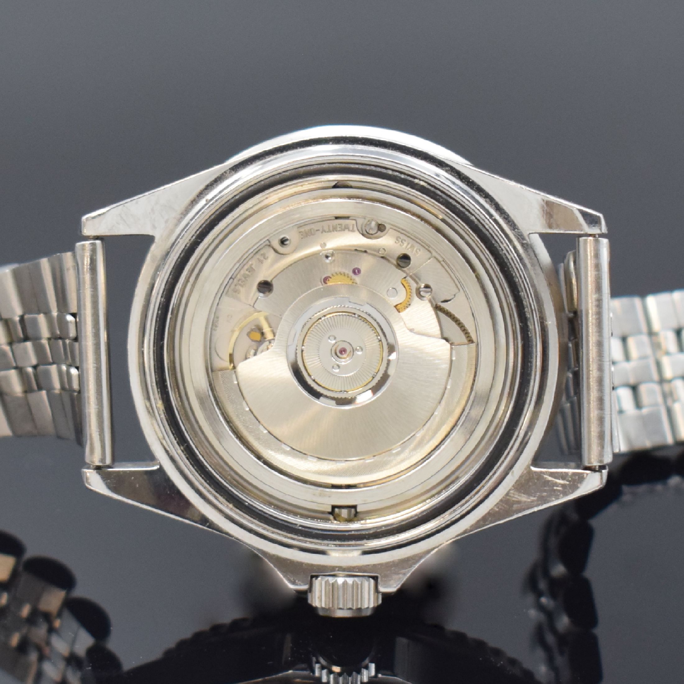 Detail f: STEINHART Ocean GMT sportliche Armbanduhr in Stahl, Automatik, Schweiz um 2020, neutr. Gliederband, Boden und Krone verschr., ab Herst. wasserd., ...