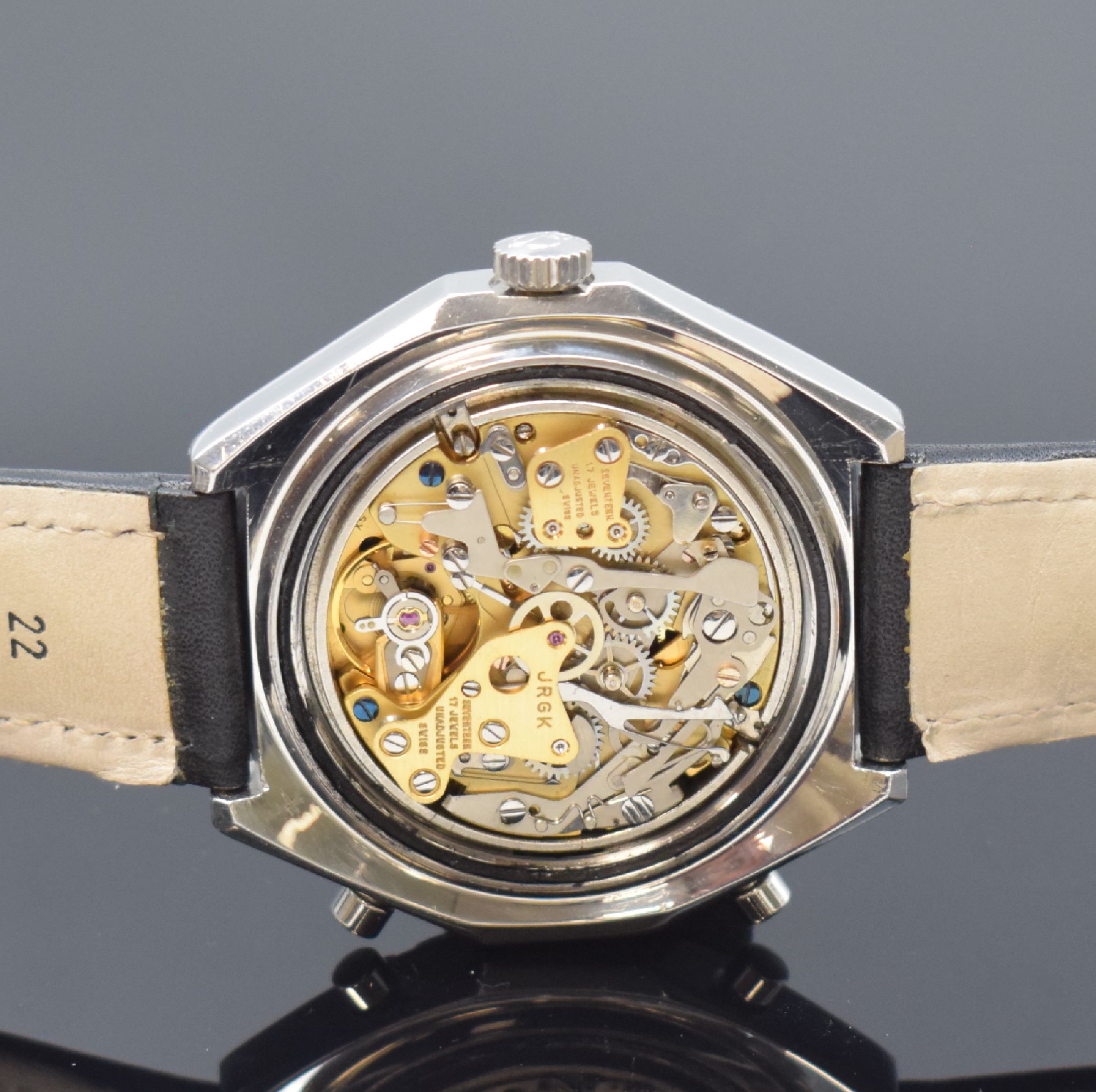 Detail f: BREITLING Navitimer Armbandchronograph Referenz 1806 in Stahl, Automatik, Schweiz um 1972, verschr. Boden (stark poliert) orig. Krone und Drücker, ...