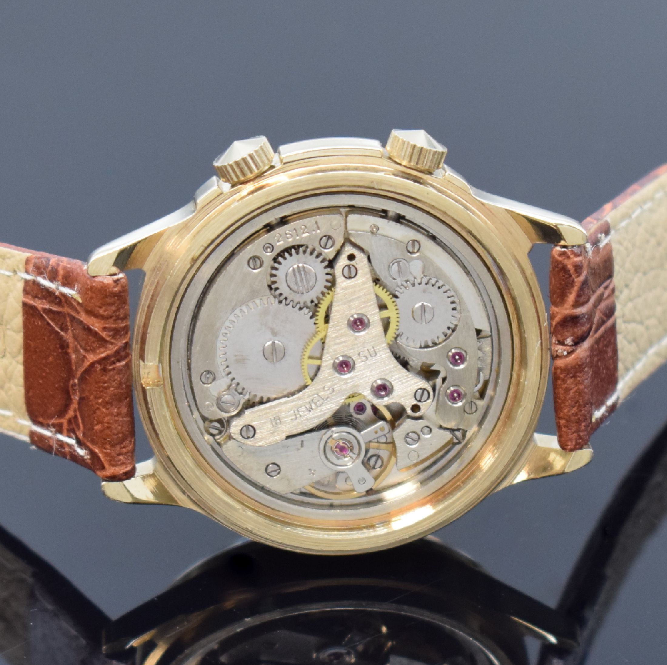 Detail d: 3 Armbandwecker: COMOR, DUGENA und POLJOT, vergoldet oder verchromt, alle Handaufzug, Schweiz/UDSSR um 1960 bis 1990, Comor: rotverg. AS Kal. 1475, ...