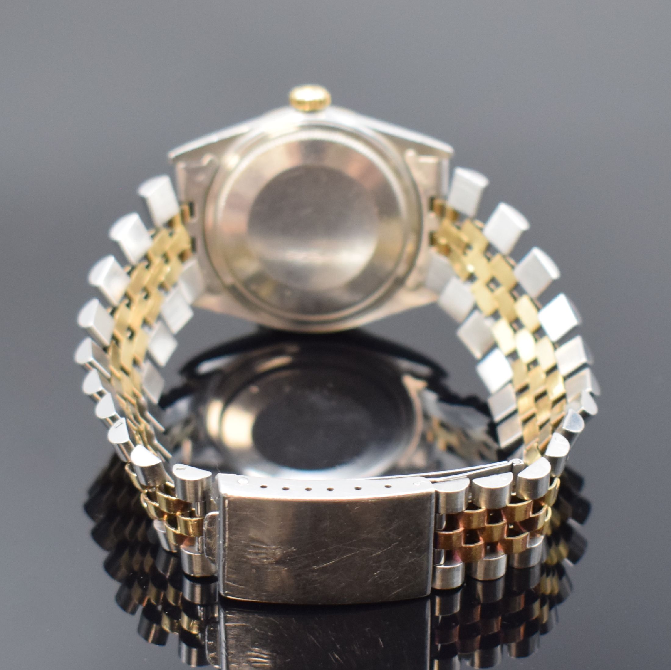 Detail b: ROLEX Herrenarmbanduhr Oyster Perpetual Datejust Referenz 16013, Automatik, Schweiz um 1980, Chronometer der Superlative in Edelstahl/Gold kombiniert ...