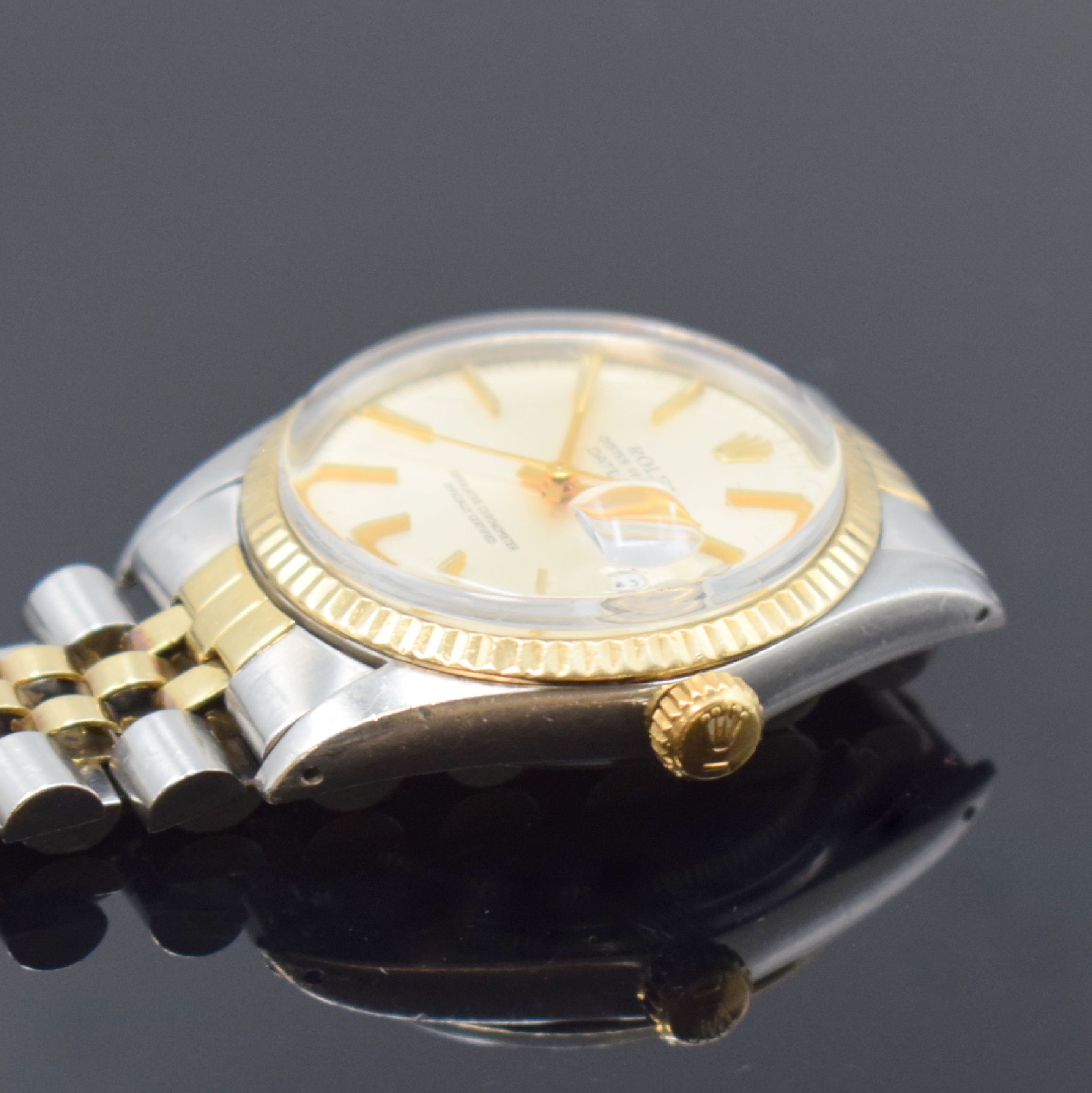 Detail d: ROLEX Herrenarmbanduhr Oyster Perpetual Datejust Referenz 16013, Automatik, Schweiz um 1980, Chronometer der Superlative in Edelstahl/Gold kombiniert ...