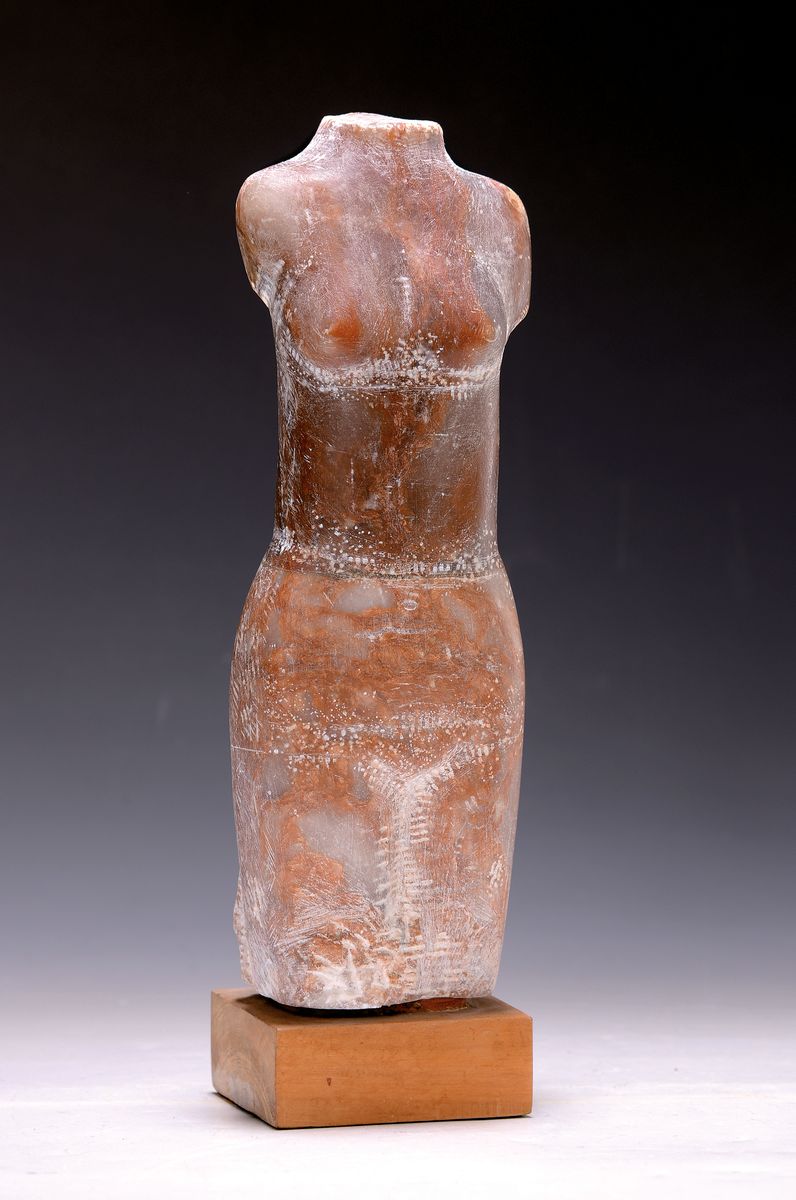Fritz Schwarzbeck, 1902-1989, großer Torso, rötlicher Alabaster, H. ca.31 cm